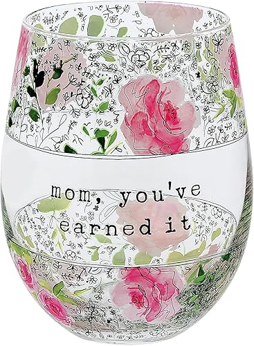 Pavilion Gift Company - Vaso de vino sin tallo de 18 onzas para mamá, regalos para mamá de hija, hijo, niños, regalos del día de la madre para mamá,