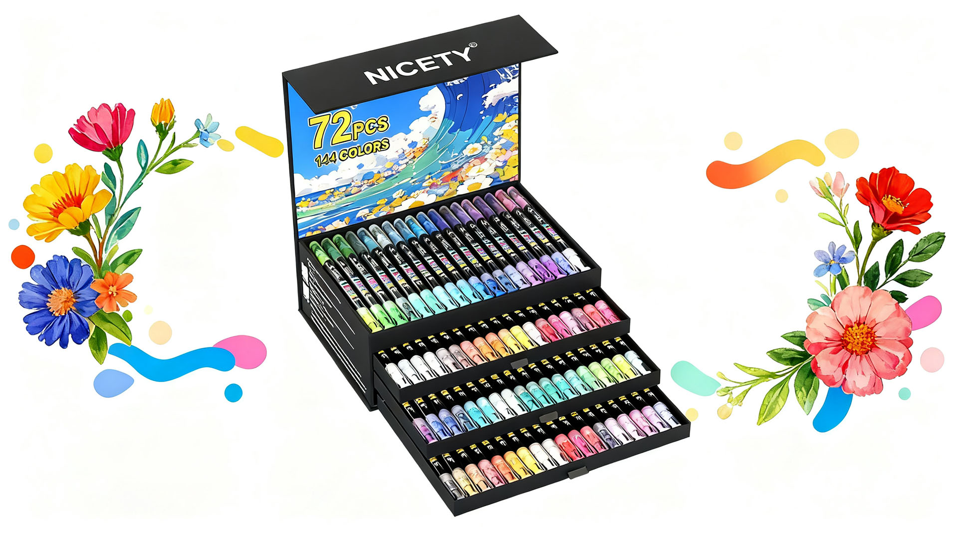 Amazon.com: NICETY 144 Colors Acrylic Paint Markers – 72 Pack Dual