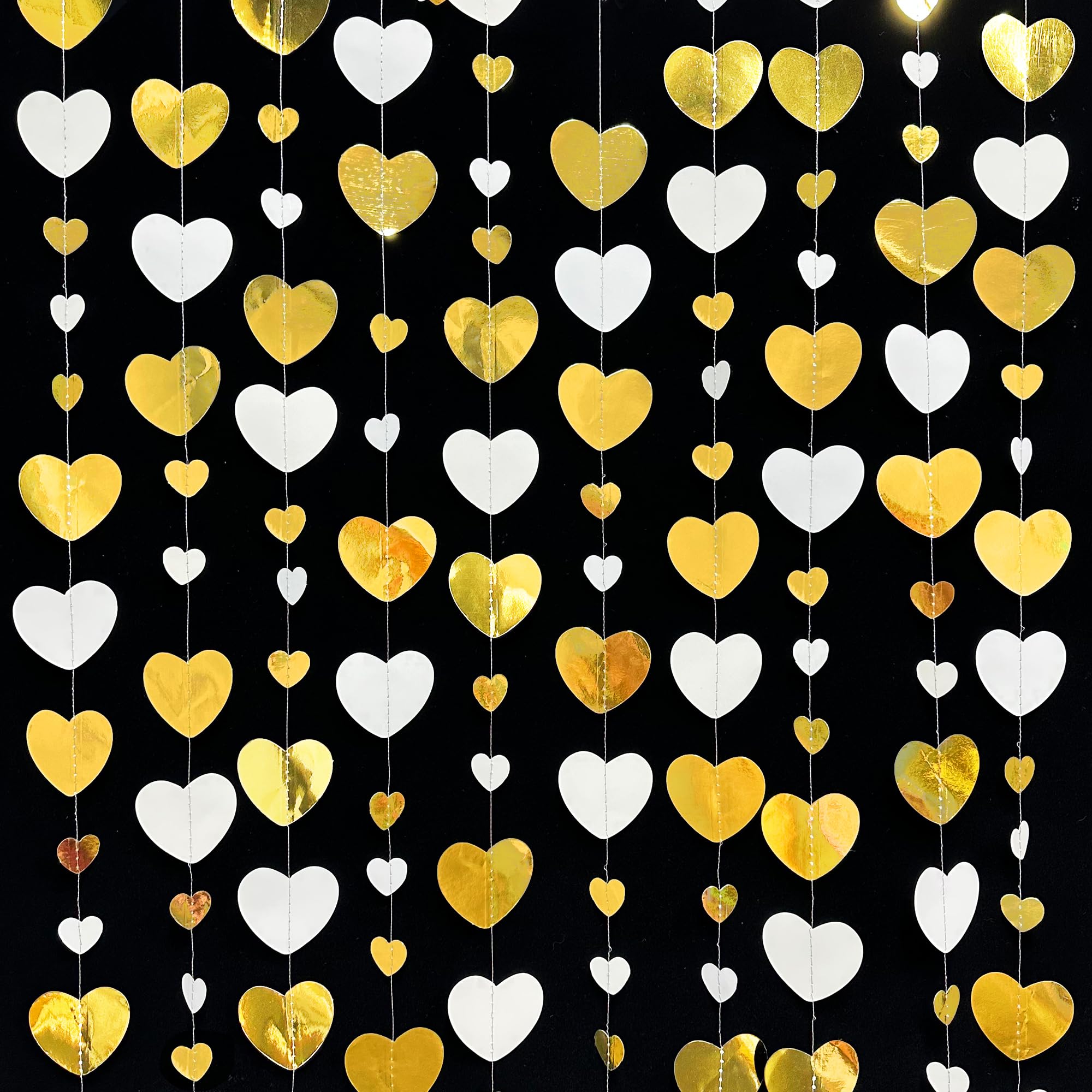 Decorazioni per feste 4 m blu navy beige oro carta amore cuore ghirlande da appendere striscione per anniversario matrimonio addio al nubilato decorazione festa di compleanno (colore: viola bianco
