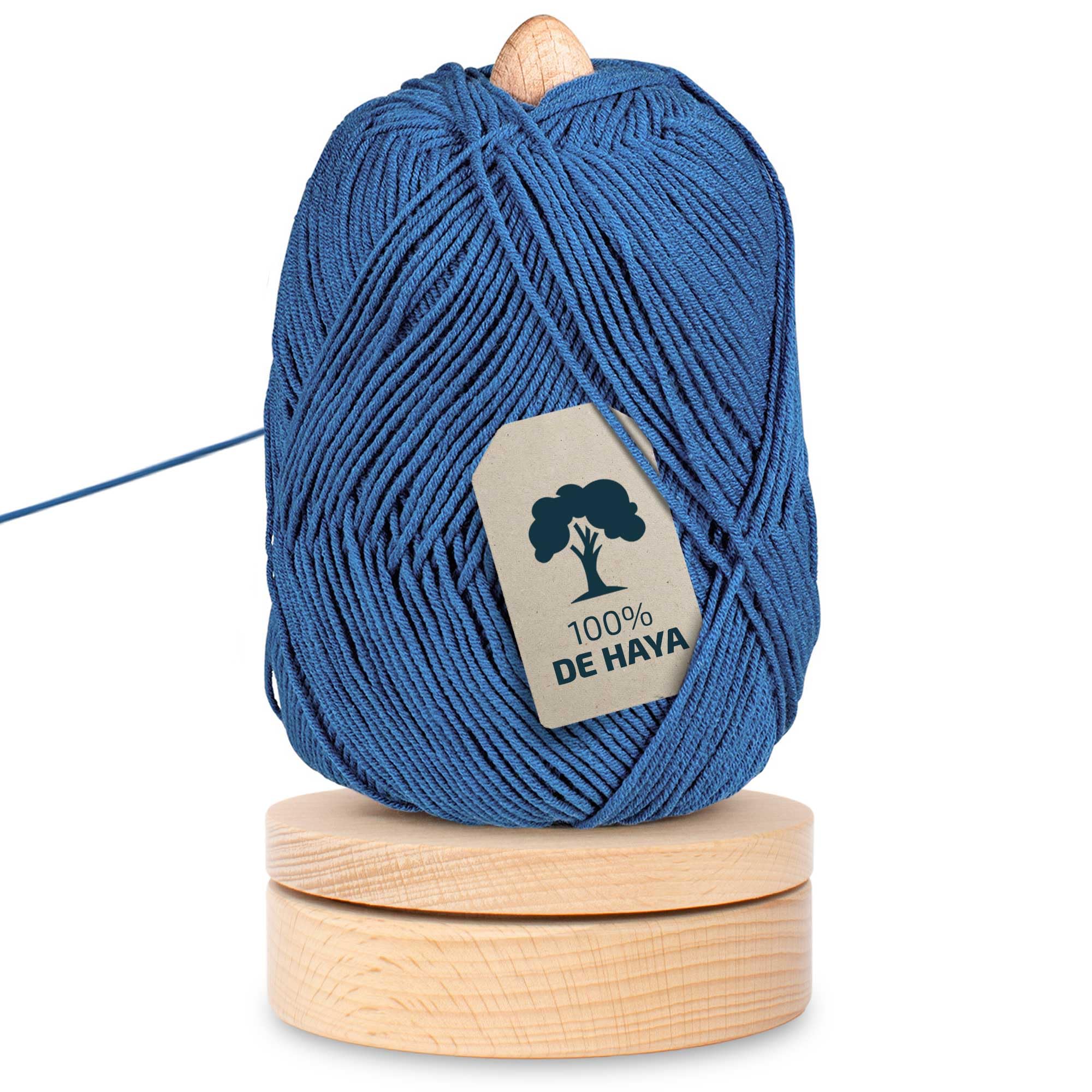 Bobinadora lana, dispensador de lana giratorio con rodamiento de bolas para tejer sin nudos - porta ovillos de madera 24 cm