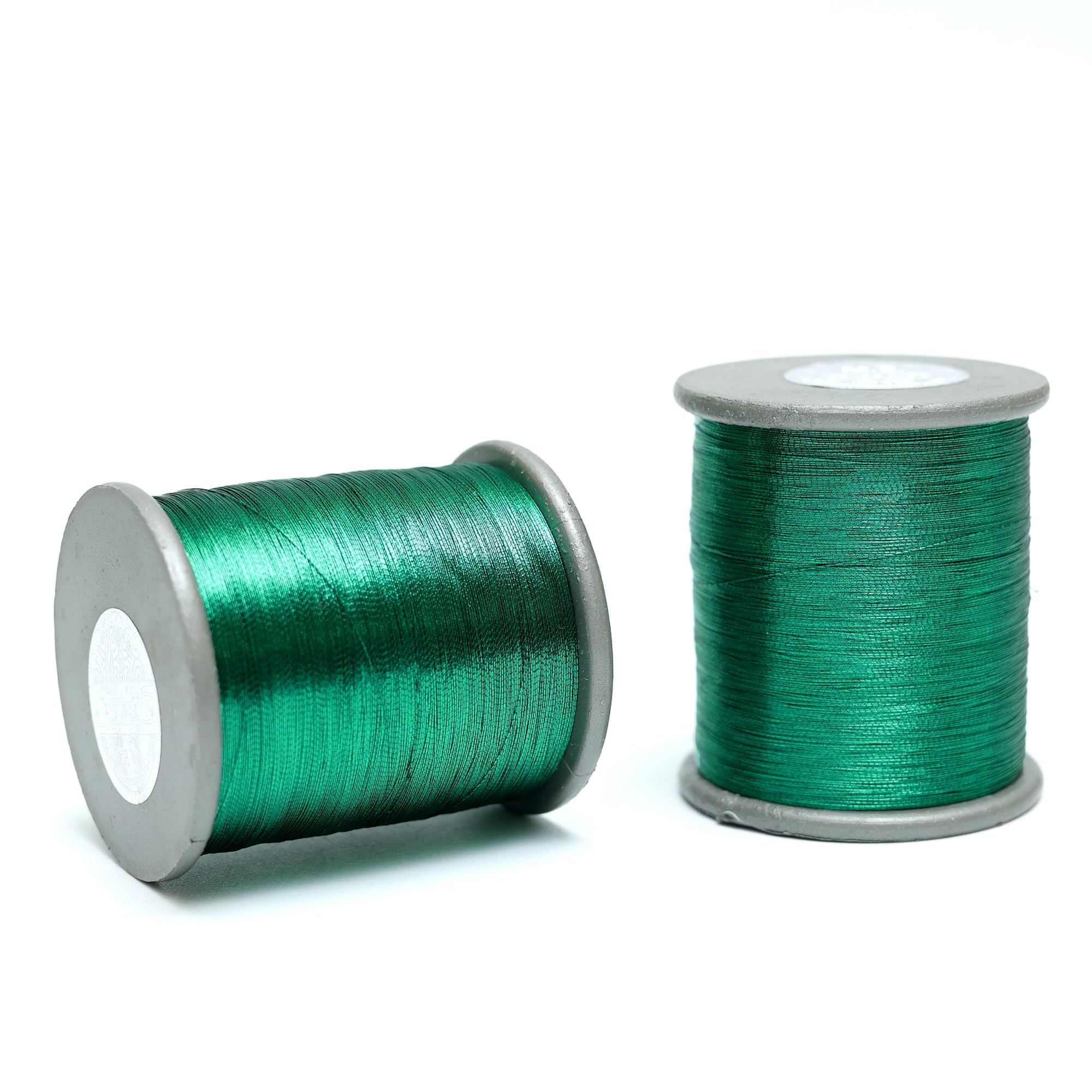 Embroiderymaterial Metallic Zari Thread for Embroidery, Sewing and Jewelry Making, Dark Green Color, 0.1MM(Pack of 2 Roll)