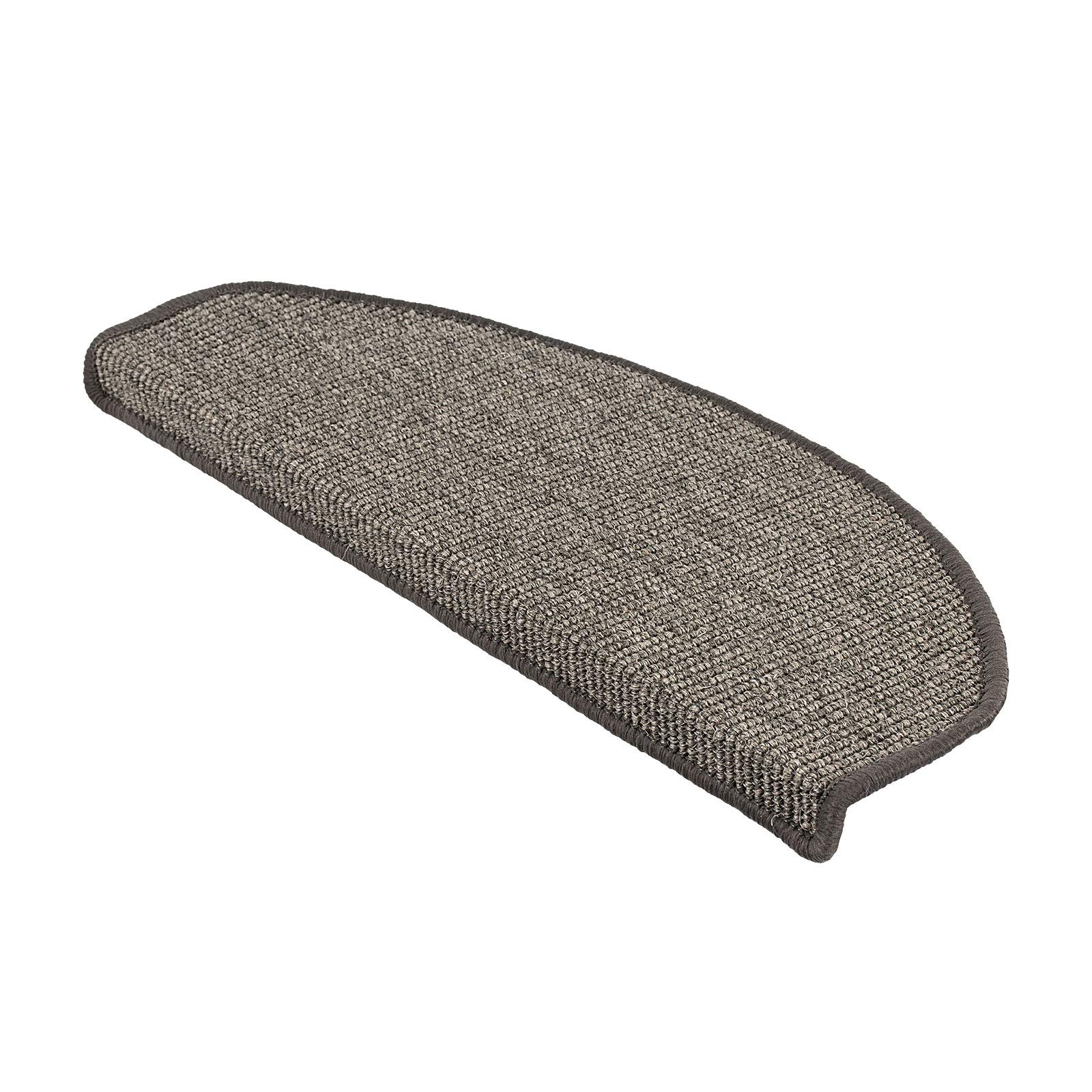 Floordirekt Tapis d'escalier en sisal à l'intérieur, Gris, Semi-Circulaire, pour escaliers en Bois, antidérapant, Auto-adhésif et hypoallergénique, 65 x 23,5 cm
