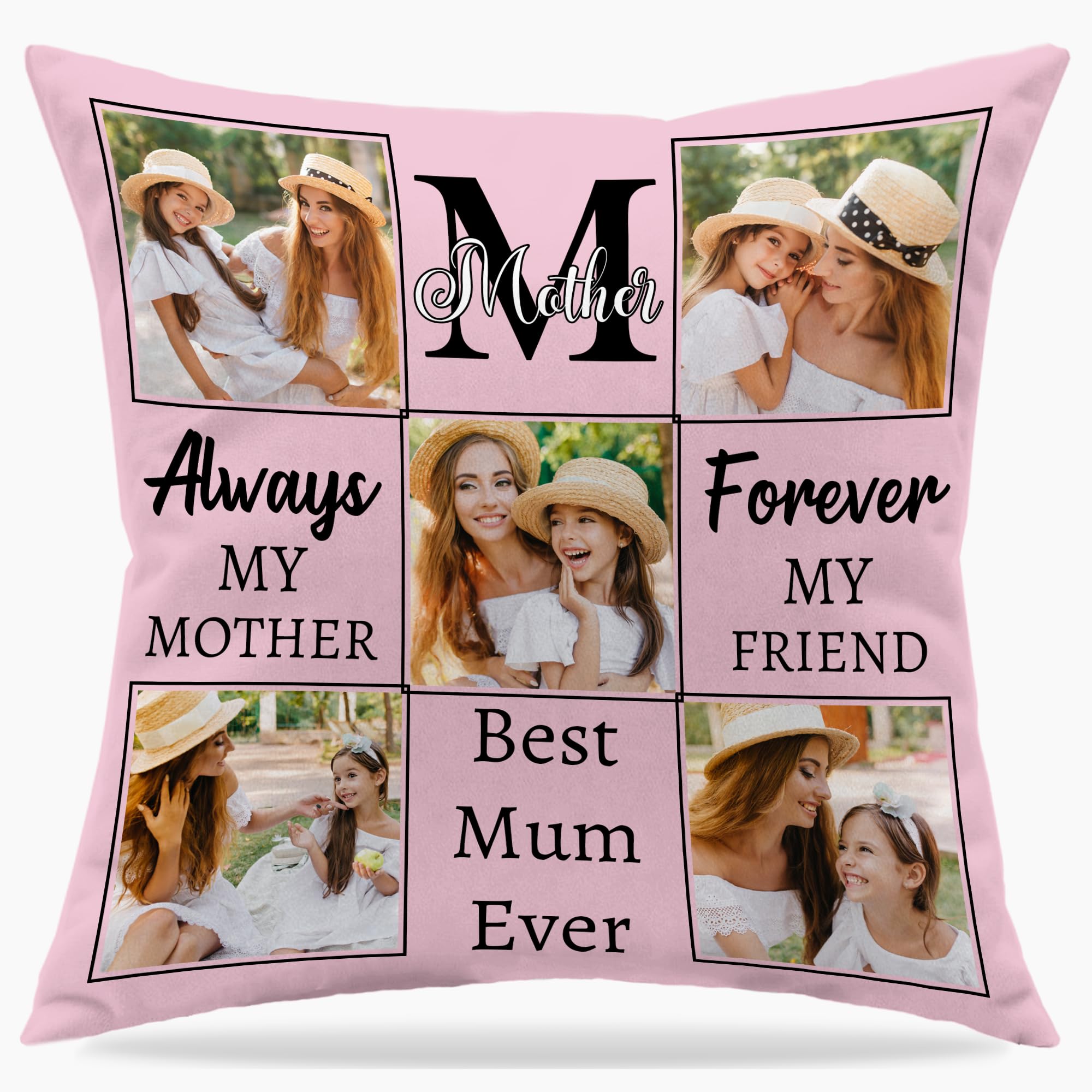WMDIY Personalised Cushions Cover with Photo, Custom Short-Plush Pillow Double Sided Printing, Personalised Pillowcase with Insert, Christmas Mothers Day Birthday Gifts for Mum from Daughter Son Kids