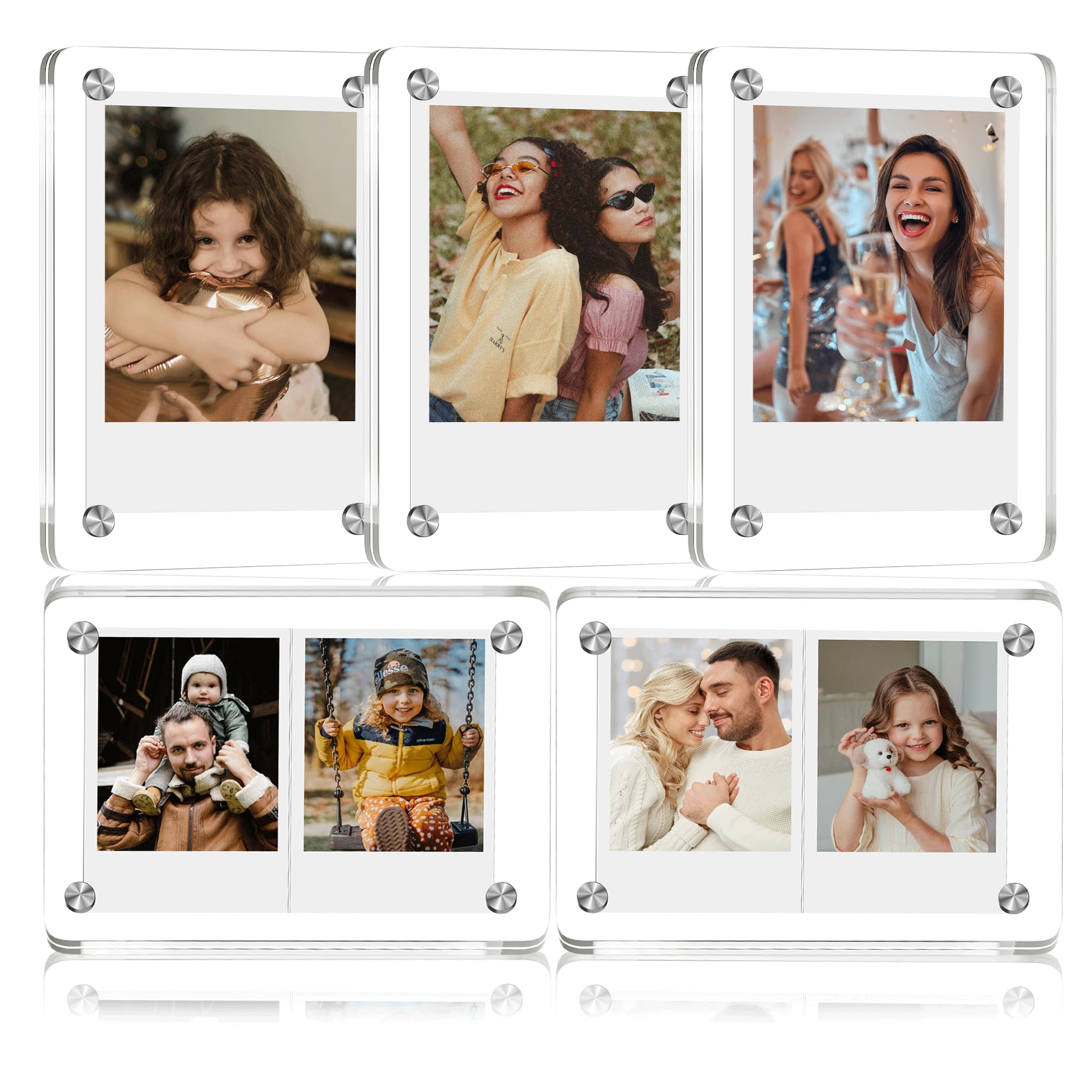 Acrylic Magnetic Picture Frames for Refrigerator, High Transparency Frameless Display Fridge Photo Frame, Double Sided Clear Magnet Acrylic Frame, Compatible with Polaroid Mini 9 8 8+ 2x3 4x6