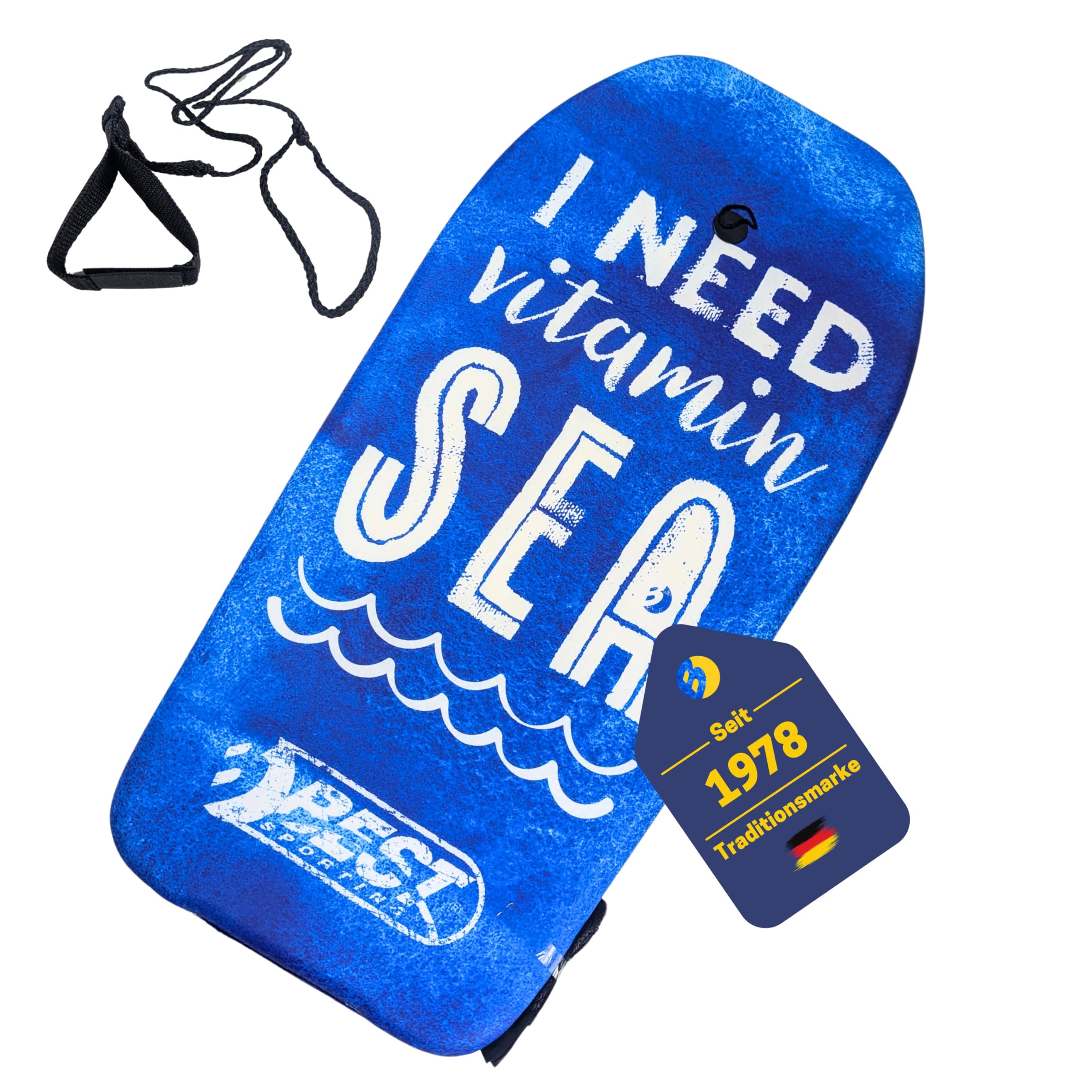 BEST SPORTING Bodyboard pour enfant - Planche de surf légère pour la plage, la mer et la piscine | 92 x 46 x 5 cm | dans différents designs | Avec leash pour un maintien sûr
