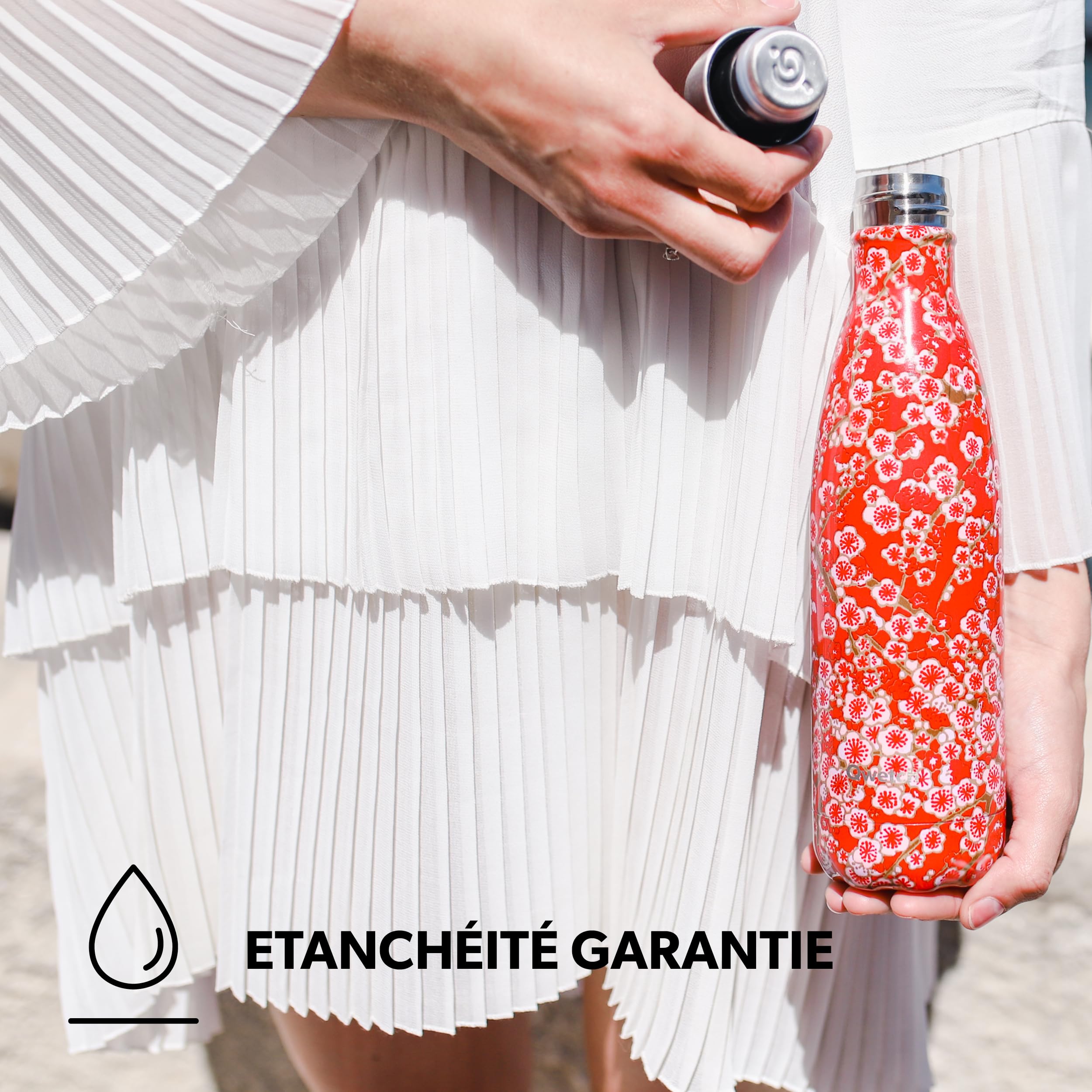 Qwetch - Bouteille Isotherme Originals Anémones 500ml - 24h Froid et 12h Chaud - Etanche & Réutilisable - Gourde inox isotherme pour Sport, Voyage, Bureau, Randonnée