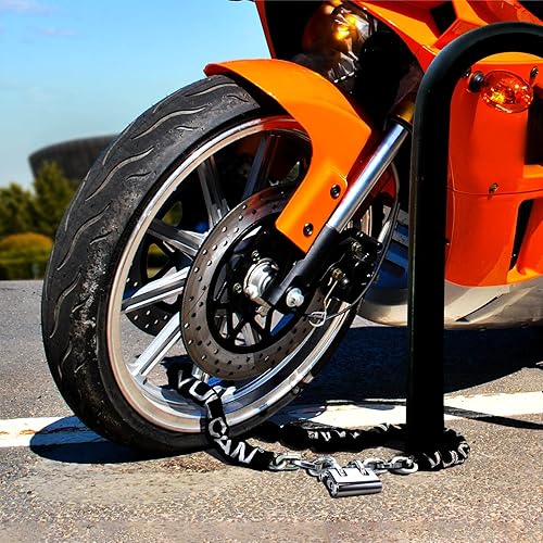 Miniatura 2 de VULCAN Kit de cadena de seguridad y cerradura, endurecida de alta calidad, 516 pulgadas x 3 pies (+- 1.5 pulgadas), la cadena no se puede cortar con