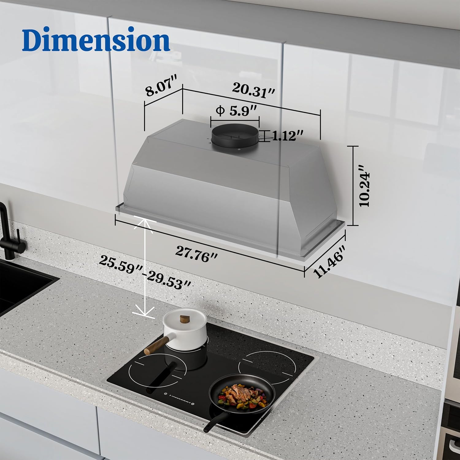 FIREGAS Range Hood Insert 30 Inch, 450 CFM Ducted/Ductless Convertible Built-in Kitchen Vent Hood, Stainless Steel Stove Hood with 3 Speed Exhaust Fan & Baffle Filters