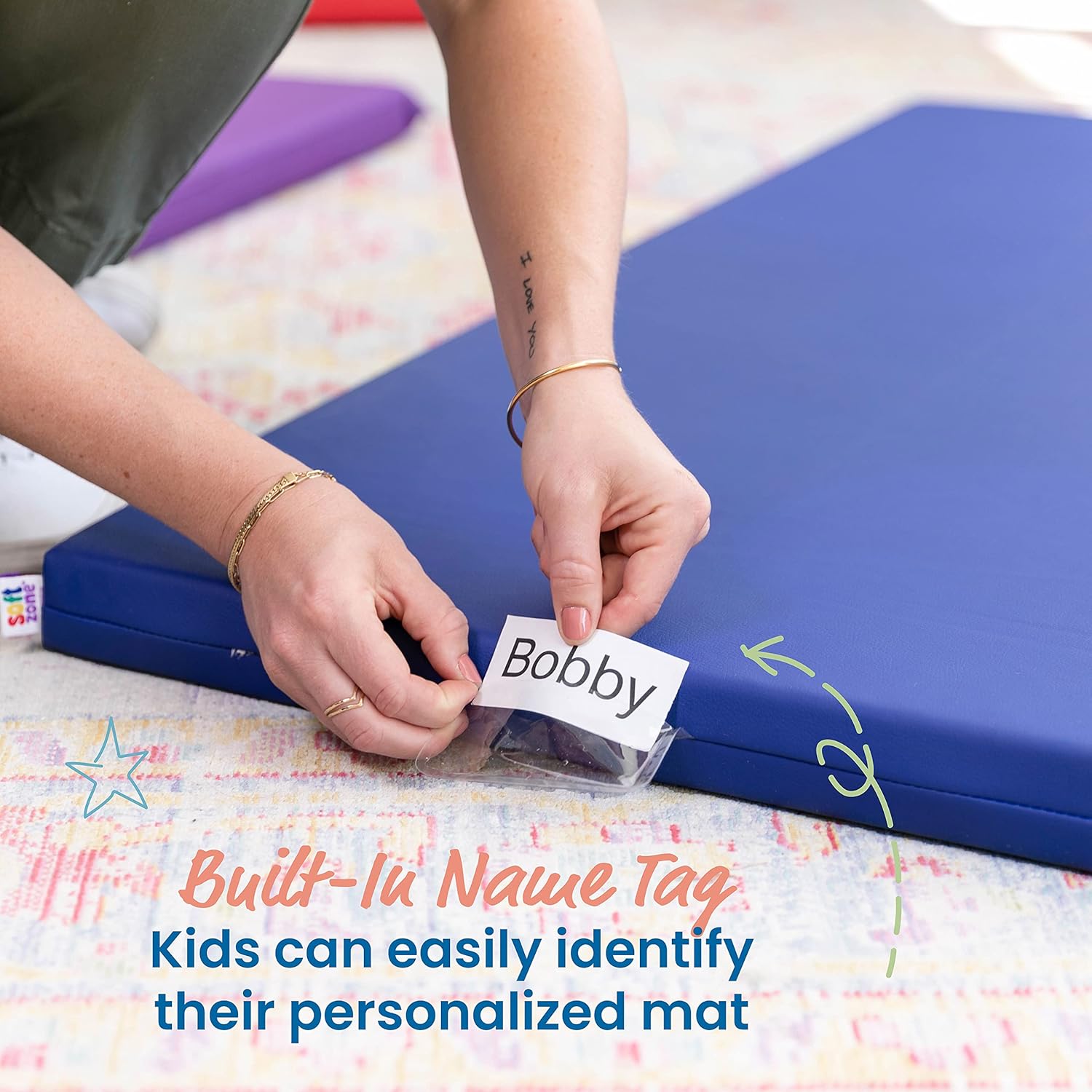 ECR4Kids SoftZone Rainbow Rest Mat, 2in, Sleeping Pad, Blue, 5-Piece