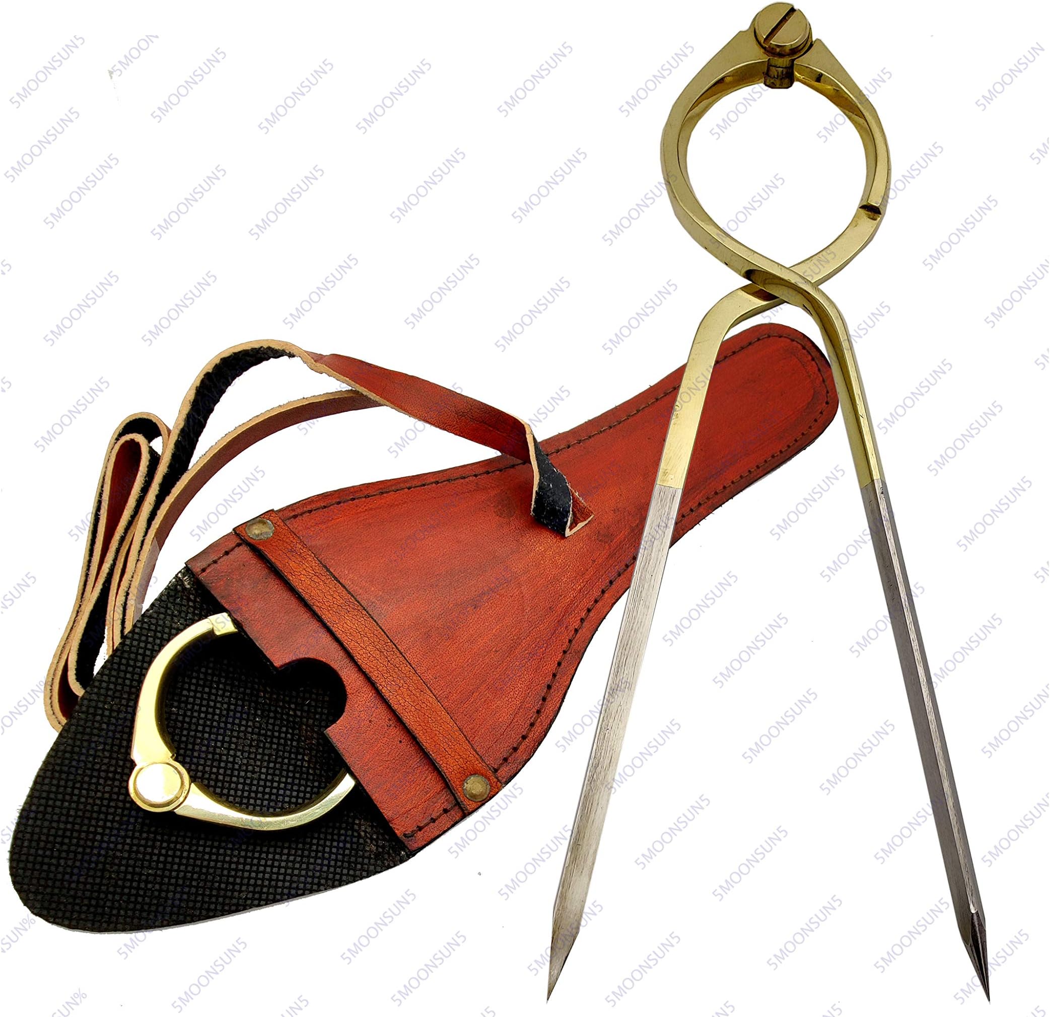 Sun & Moon Maximus Internationals Solid Brass Stainless steel points Proportional Divider Marine Navigation Compass With leather case (8 inch tip)