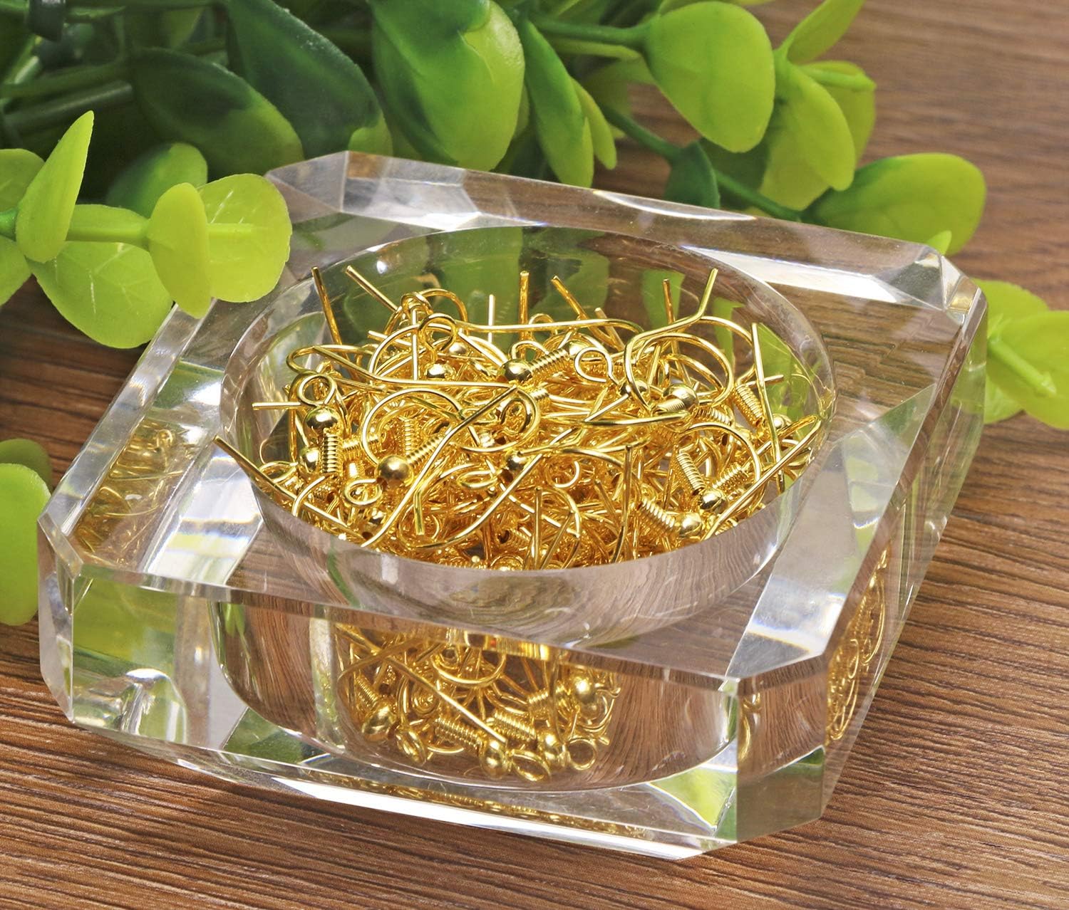 Shapenty Surgical Brass Ball Coil Fish Earring Hooks Clasp Hypo-allergenic Ear Wire Bead Connector Hooks with Large Loop for DIY Jewelry Finding Making, 100PCS/50Pairs (Gold) - Image 4