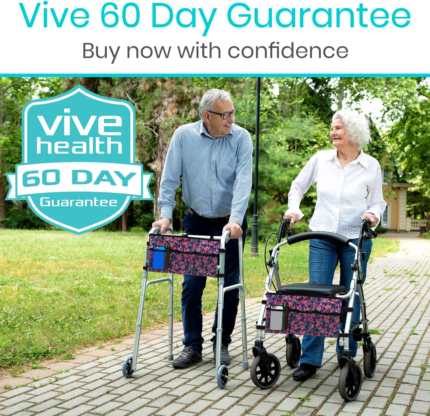 Vive Walker Bag - Accessories Wheelchair Basket Pouch (Water Resistant) - Seniors Caddy Accessory Attachment for Folding, Rolling Walkers - Carry Storage Carrier Tote - Lightweight, Universal Size - Image 8