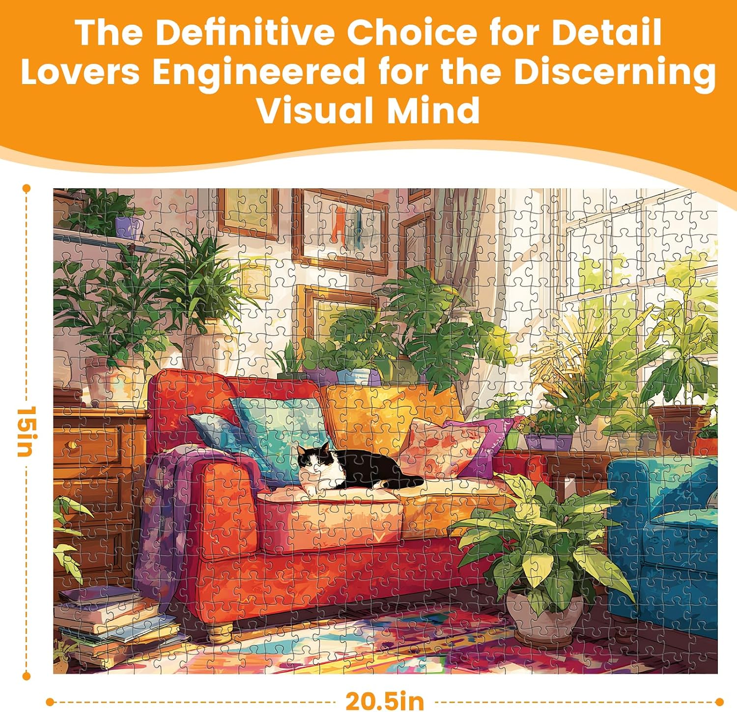 500 Piece Puzzles for Adults, Cozy Sunlit Room Jigsaw Puzzles with Lush Greenery, Relaxing 500 piece Puzzle, Perfect for Family Time, Home Wall Decor, Great Gift for Adults, Seniors,16+, 20.5 x 15 in