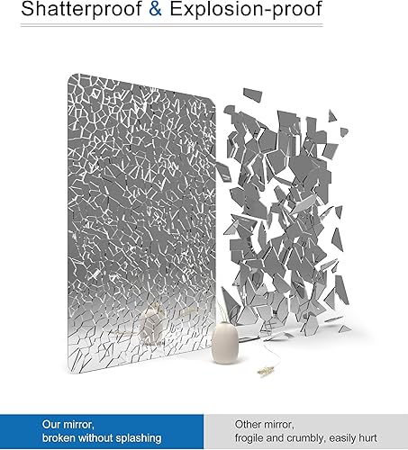 Miniatura 3 de Suiforlun Espejo de baño para pared, espejo rectangular inastillable con marco de metal negro mate, espejo vertical horizontal antioxidante, 22 x 30