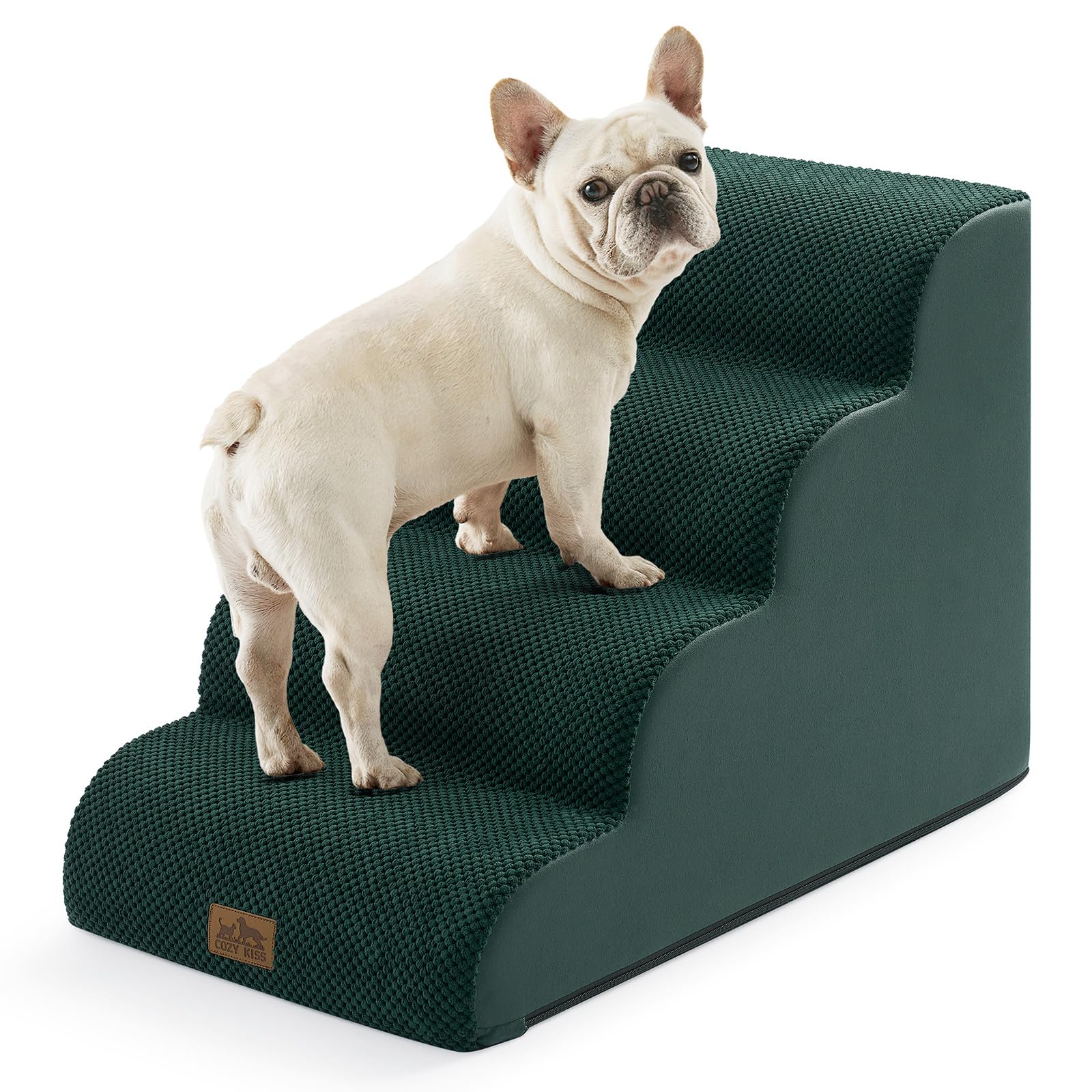 COZY KISS Wide Dog Stairs for Small Dog 19.7" H, 4 Step Pet Ramp for Bed