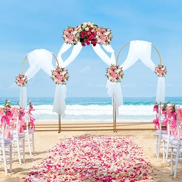 Metal Arch Backdrop Stand Set of 3, 6.6/5.9/4.9Ft Gold Wedding Arches Stand for Ceremony, Metal Balloon Arch Frame Stand Garden Arbor for Wedding Ceremony Anniversary Birthday Party Decoration