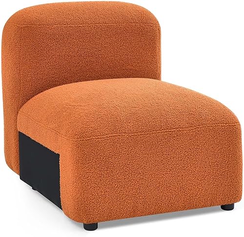 Miniatura 7 de Sofá modular convertible naranja sofá biplaza con otomana moderno minimalista en forma de L para sala de estar sofá suelo sofá de 3 plazas tela de