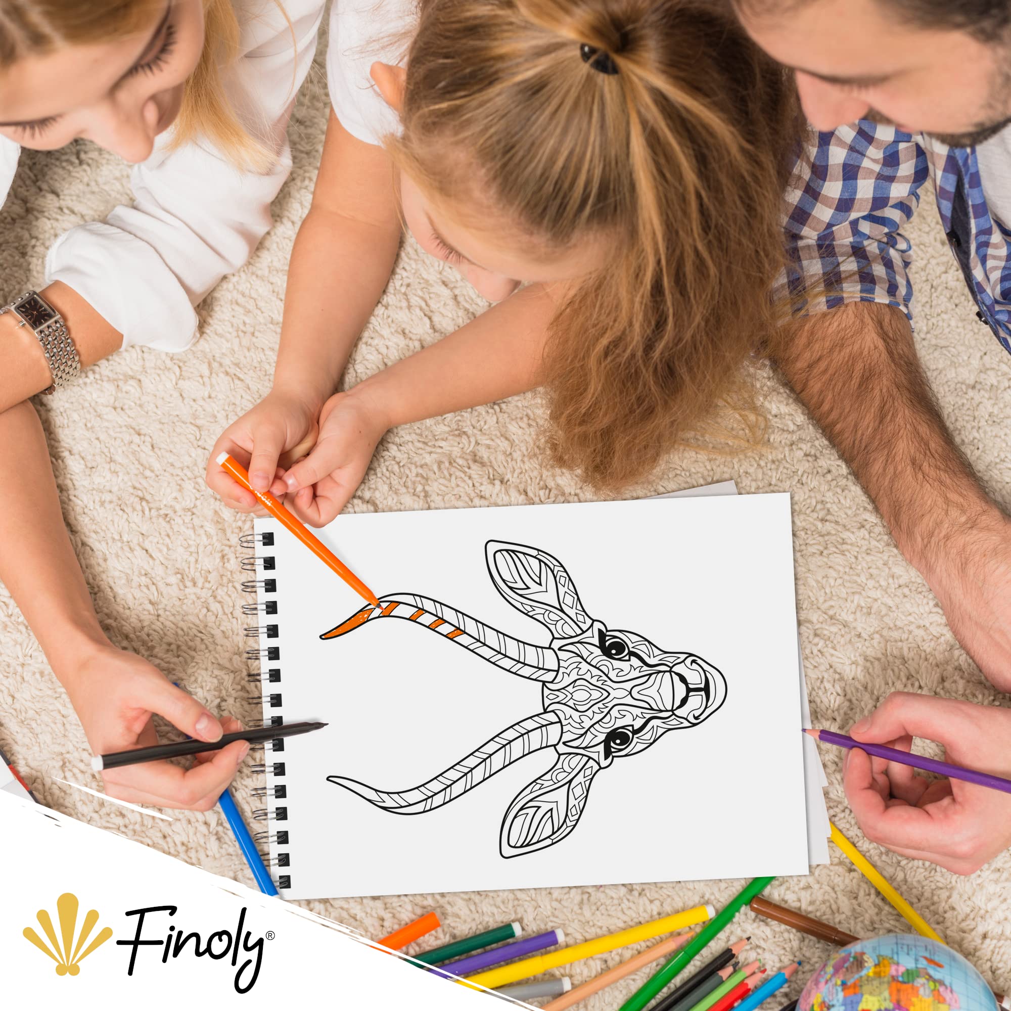Finoly Mandala da Colorare per Bambini Rilassamento e Antiestress | Libro Mandala da Colorare Bambini | Mandala Animali L’inchiostro non Trapassa | Libri da Colorare Mandala A4 | Rilegatura Spirale
