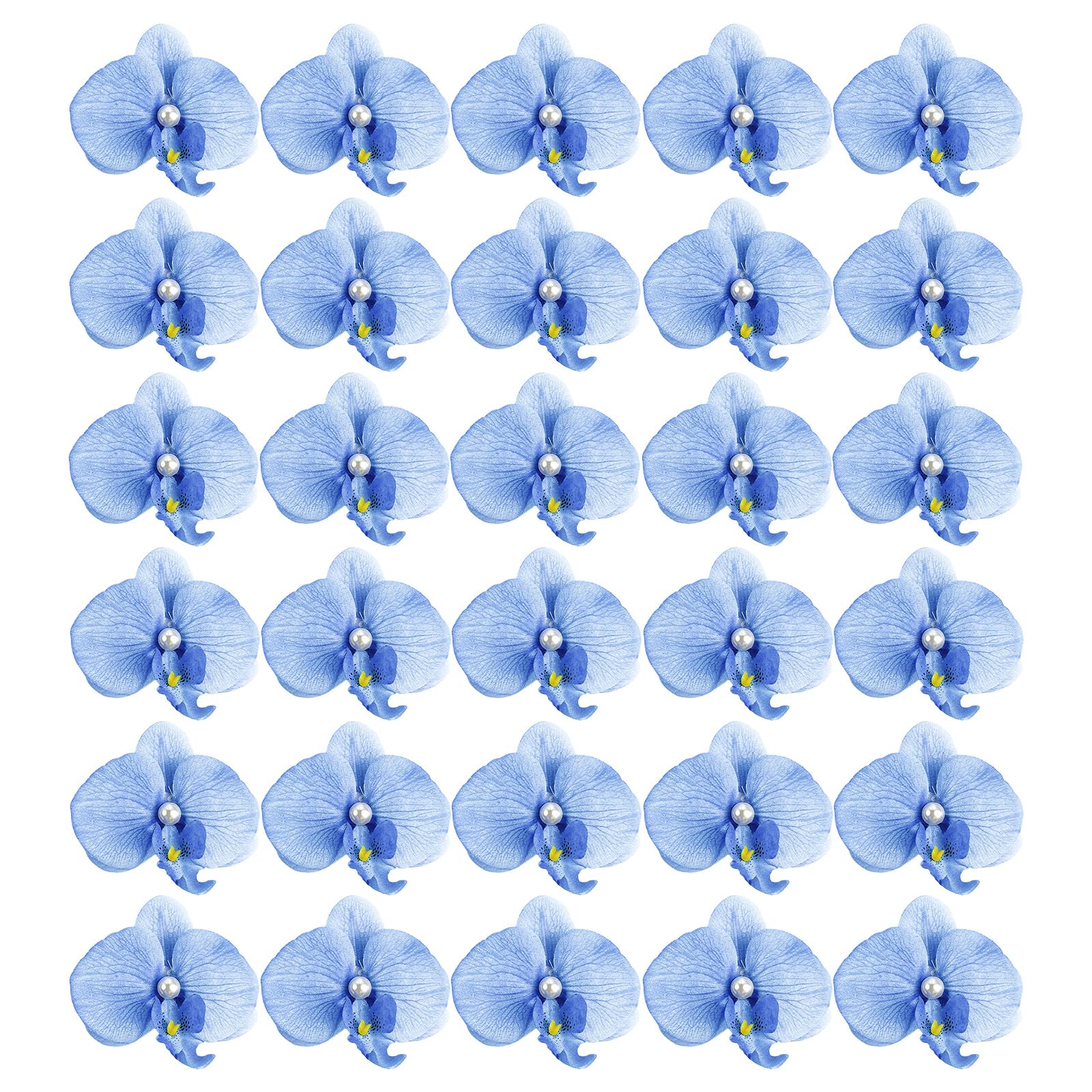 Mekalero Phalaenopsis Hair Clips 30Pcs Artificial Fabric Flower Decoration with Duckbill Clips for Home Party Decoration Headpieces Duckbill