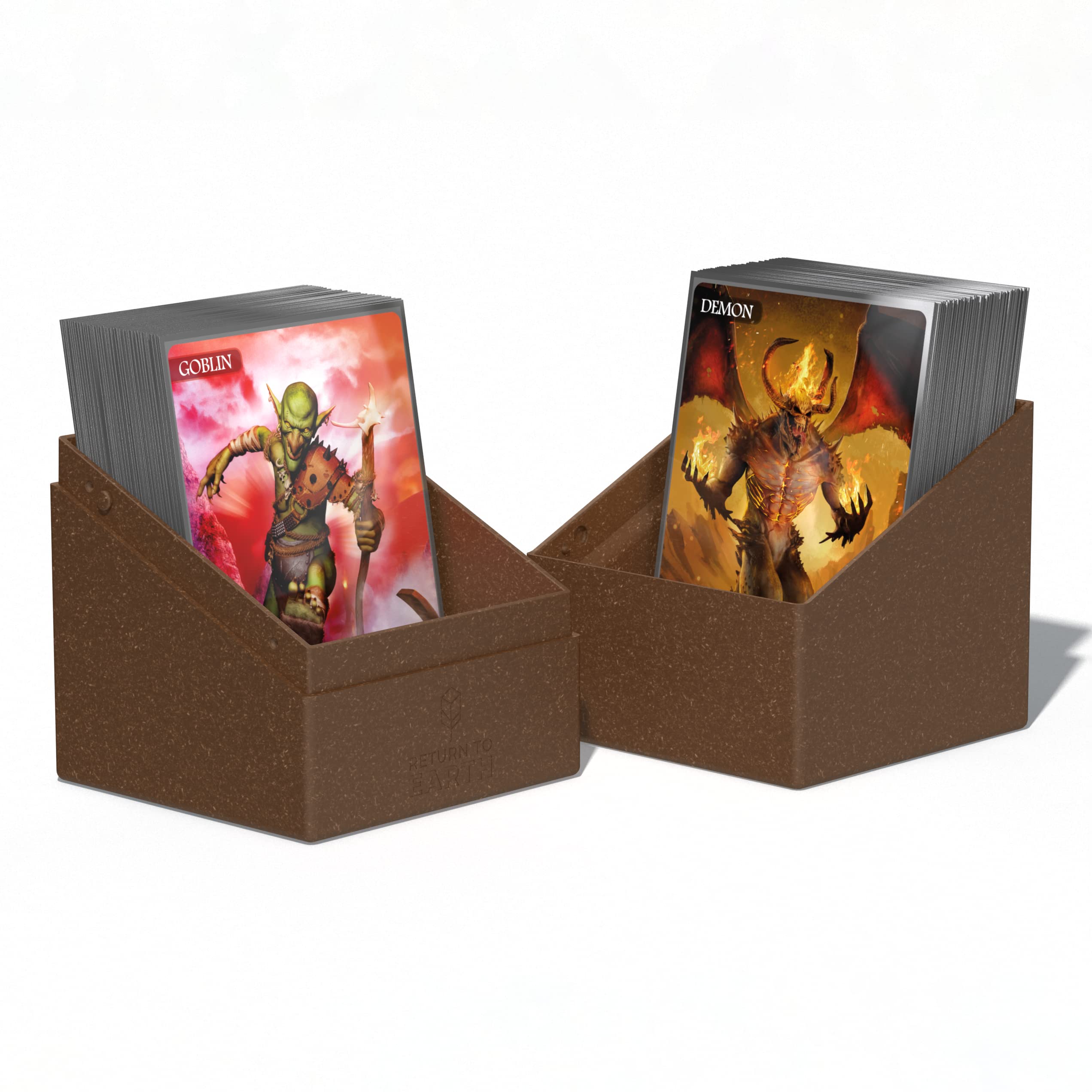 RTE Boulder 100+, estuche para 100 tarjetas TCG de doble funda, color marrón, 97% renovable, fabricado en Alemania, almacenamiento seguro y duradero 7