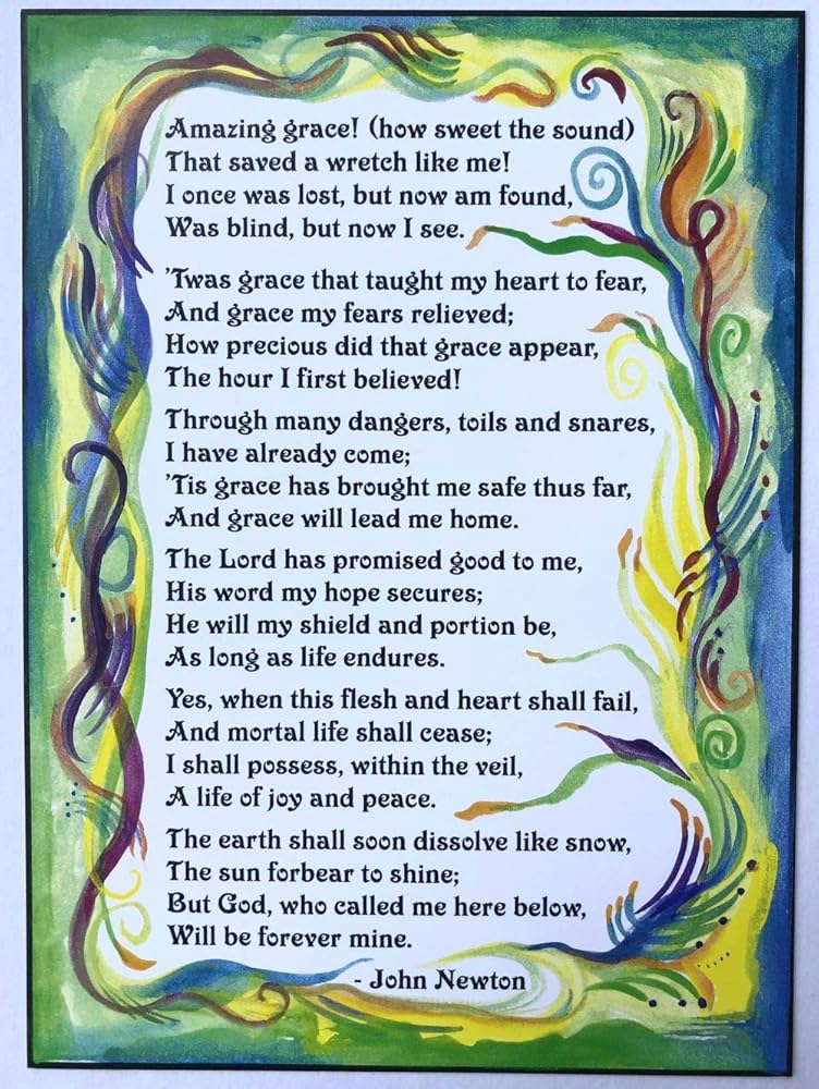 amazon-com-amazing-grace-john-newton-lyrics-poster-heartful-art-by-raphaella-vaisseau-home-kitchen for Amazing Grace Lyrics Free Printable Amazon.com: Amazing Grace John Newton lyrics poster - Heartful Art by Raphaella Vaisseau : Home & Kitchen for Amazing Grace Lyrics Free Printable
