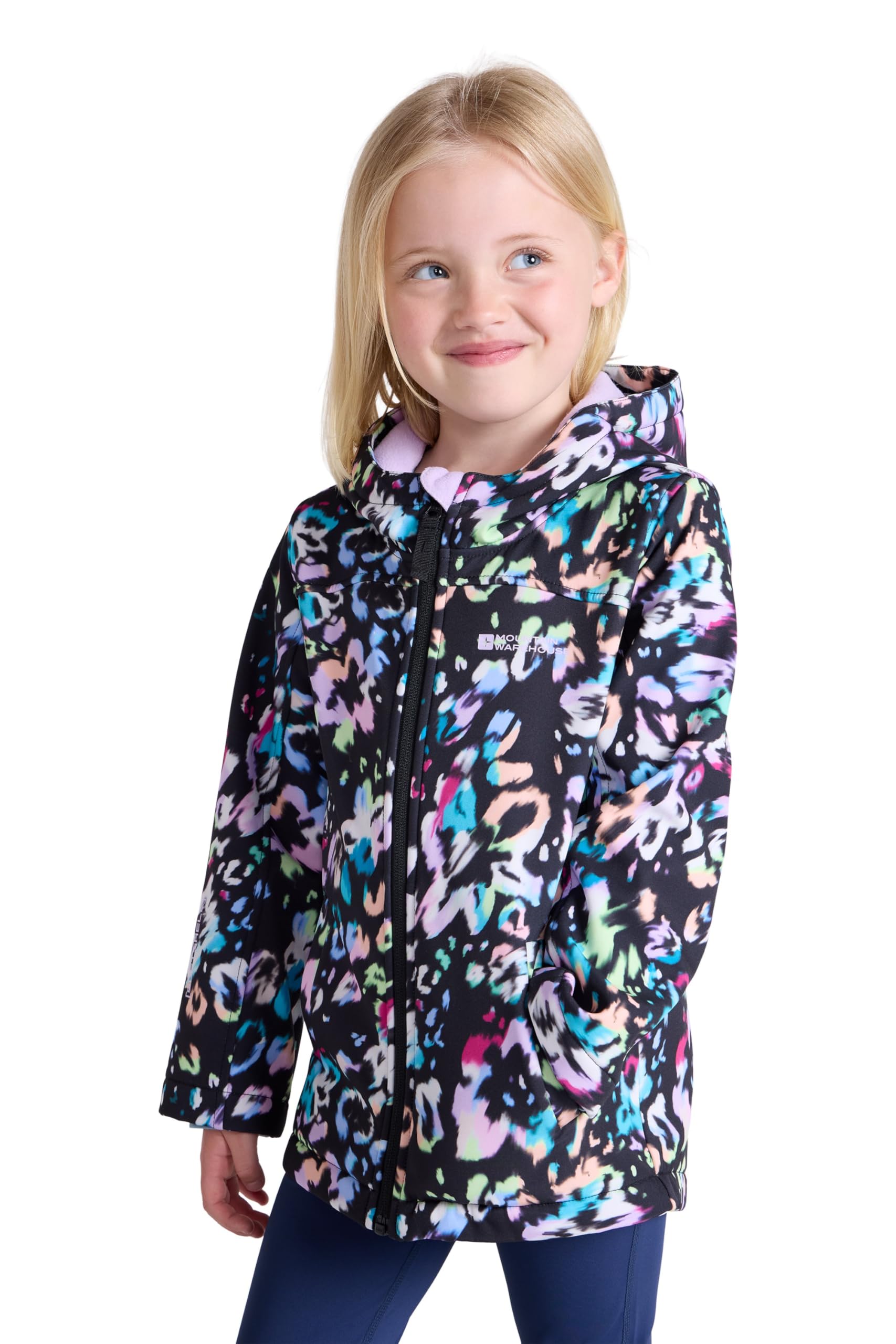 Mountain Warehouse Boys Lilac (05) Exodus Kids Printed Water Resistant Softshell Jacket - & Girls Rain Coat Teen Size 13 Years