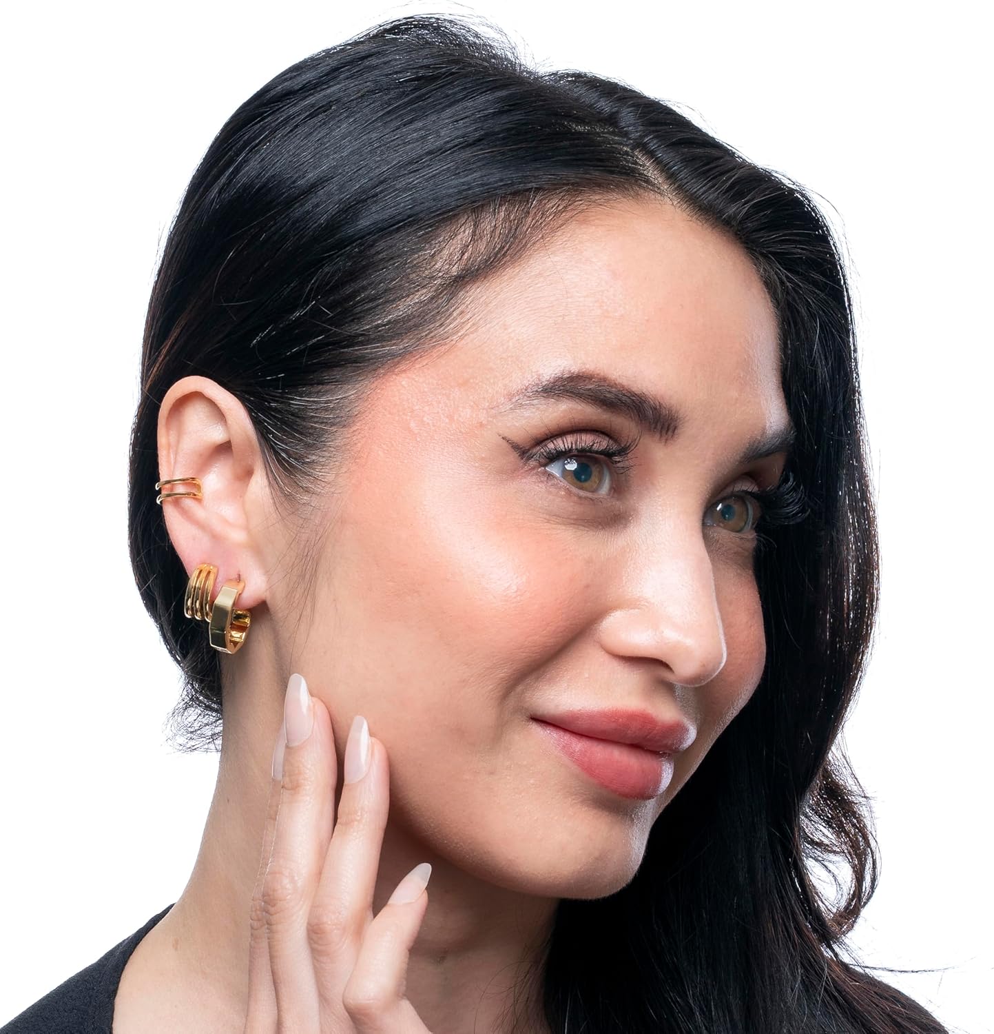 Amazon Essentials 14K Gold-Plated Hoop Earring Sets - Image 2