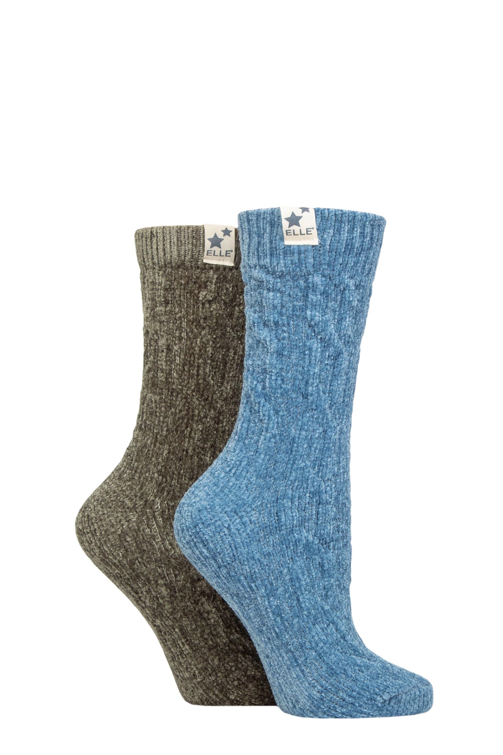 Elle Womens Soft and Cosy Cable Knit Chenile Boot Socks in a Multipack of 2 for Walking, Hiking and the Outdoors Size 4-8 (as8, numeric, numeric_4, numeric_8, regular, regular, Moonlight Blue)