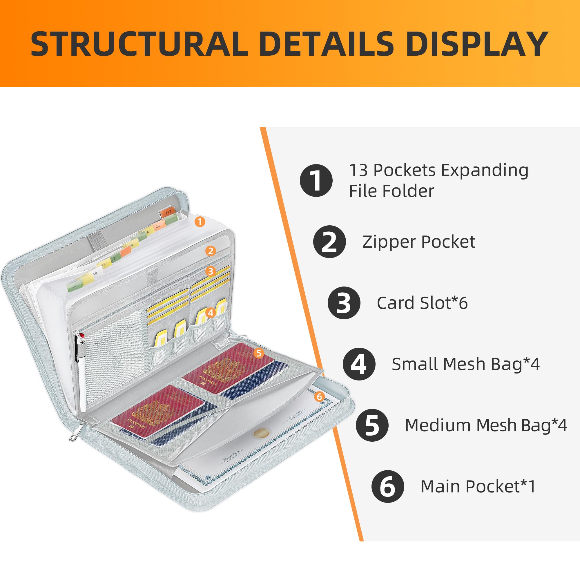 Snapklik.com : JUNDUN Accordion File Organizer - Fireproof Accordion Folder