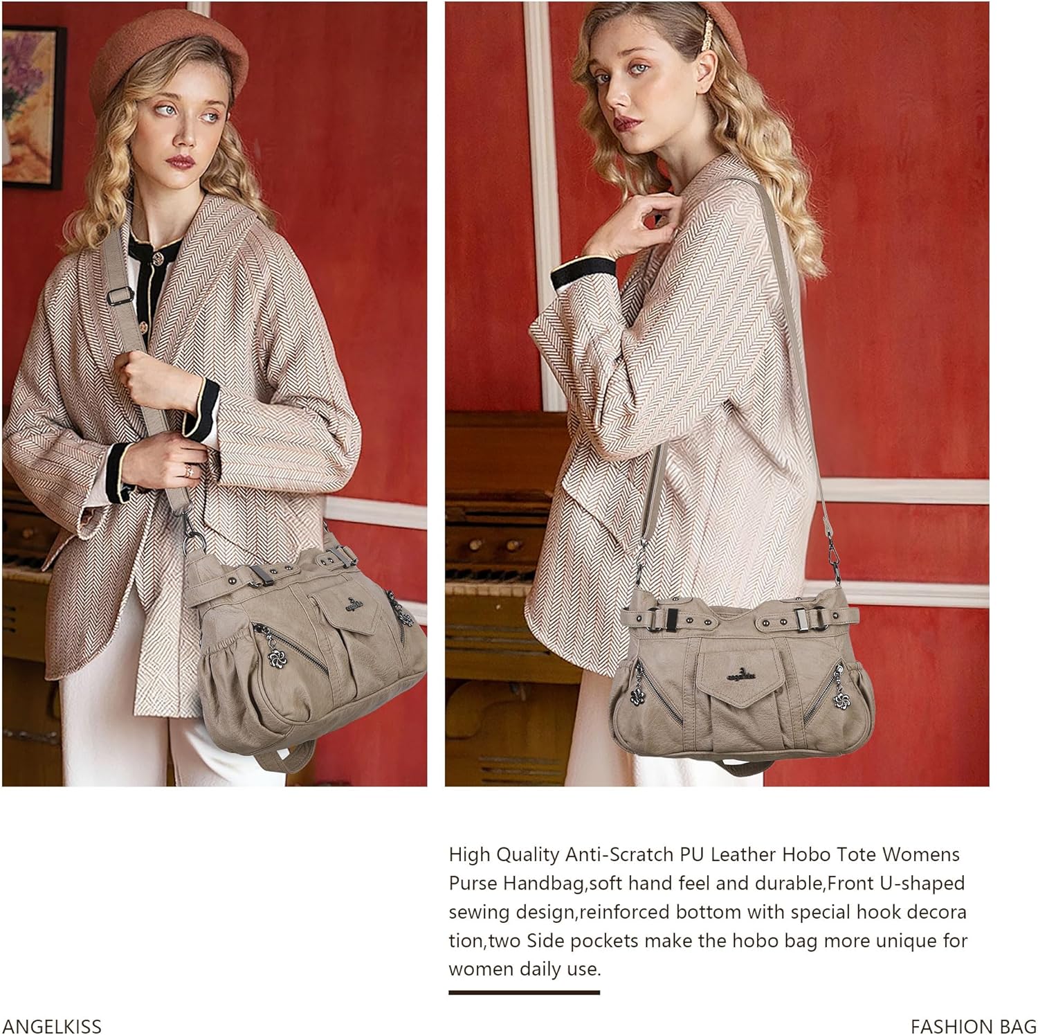 Angel Kiss Purses for Women Shoulder Bag Soft Hobo Bags for Women - Image 2