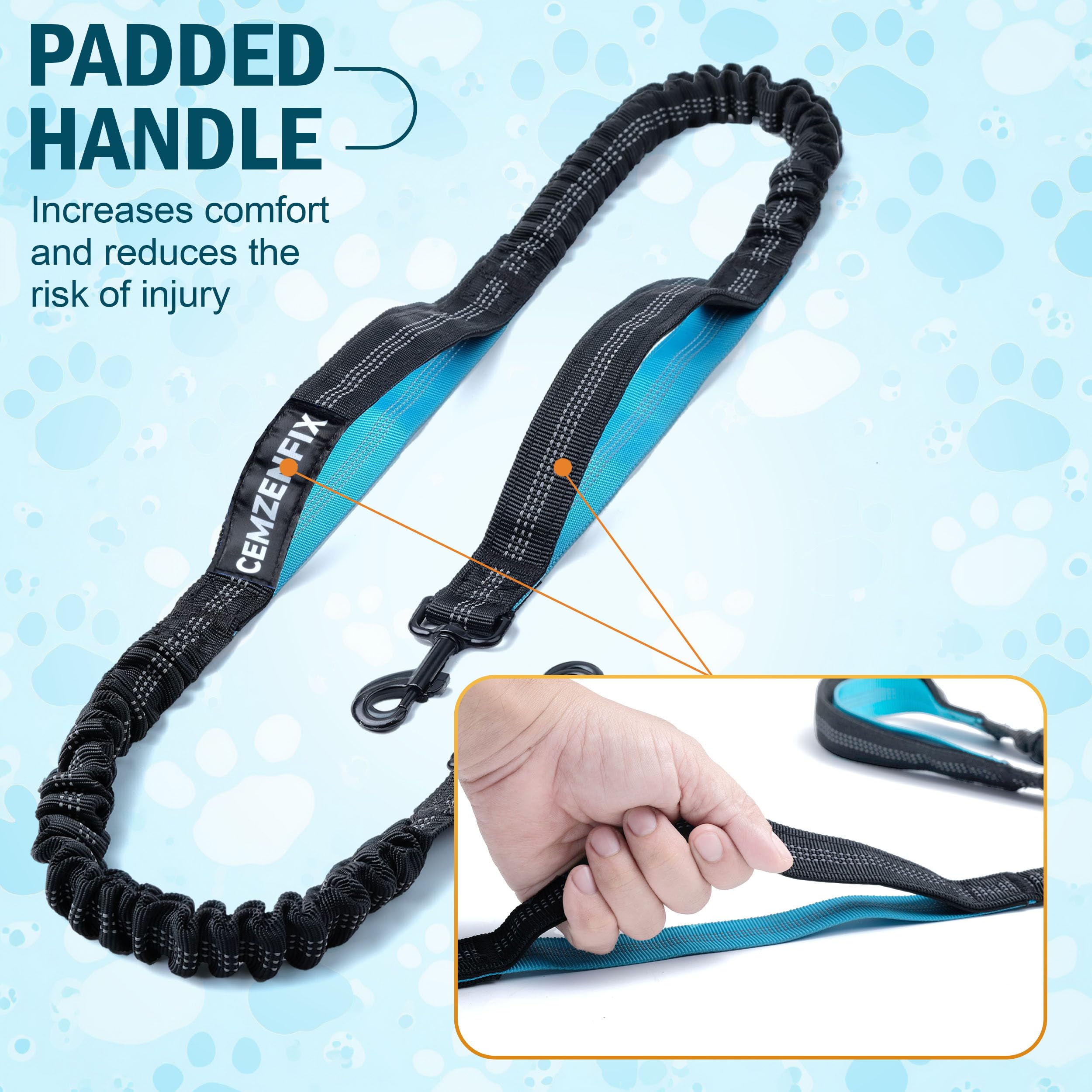 Hands Free Dog Leash with Waist Belt – No-Pull Bungee, Dual Padded Handles & Zipper Pouch for Running, Walking & Training – Adjustable Waist Leash for Large & Medium Dogs - image 3