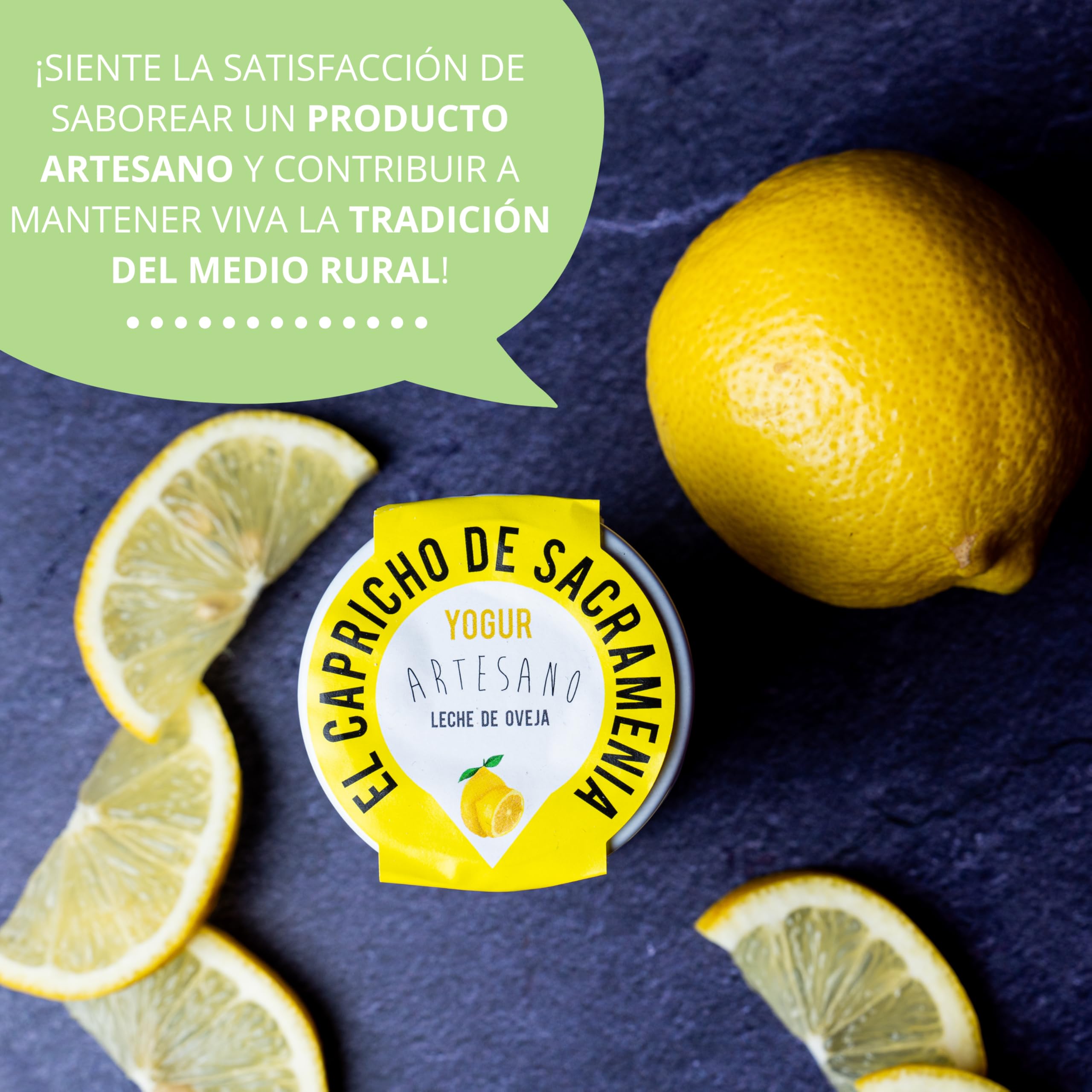 El Capricho de Sacramenia | Pack Limón | 20 Yogures Artesanales de Leche de Oveja y preparado natural de Limón | Cremoso, Natural y Saludable | Preparado Gourmet | Sin Gluten | Sabor Único y Original