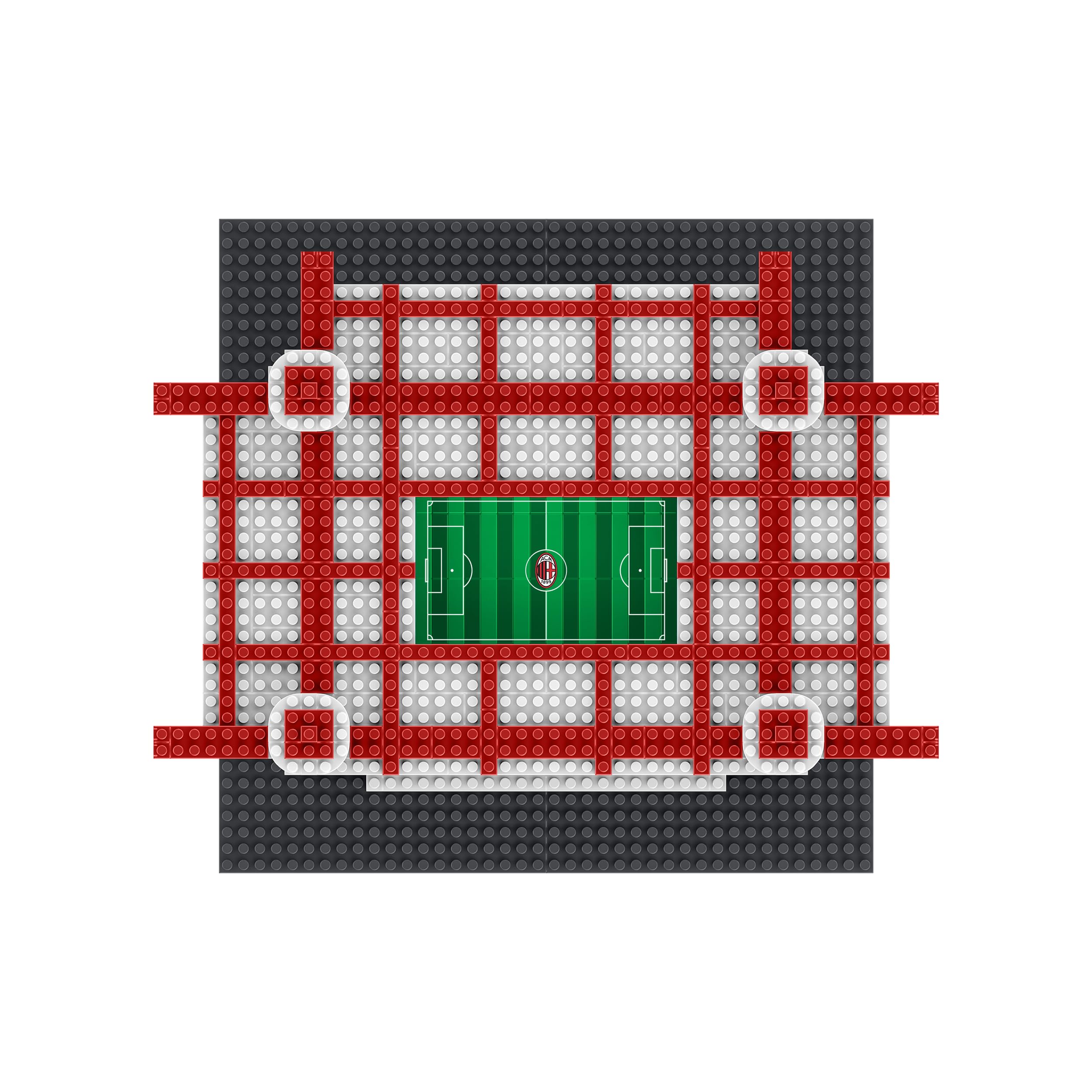 FOCO Offizielles Lizenzprodukt AC Milan San Siro BRXLZ-Steine 3D-Mini-Fußballstadion BAU-Set