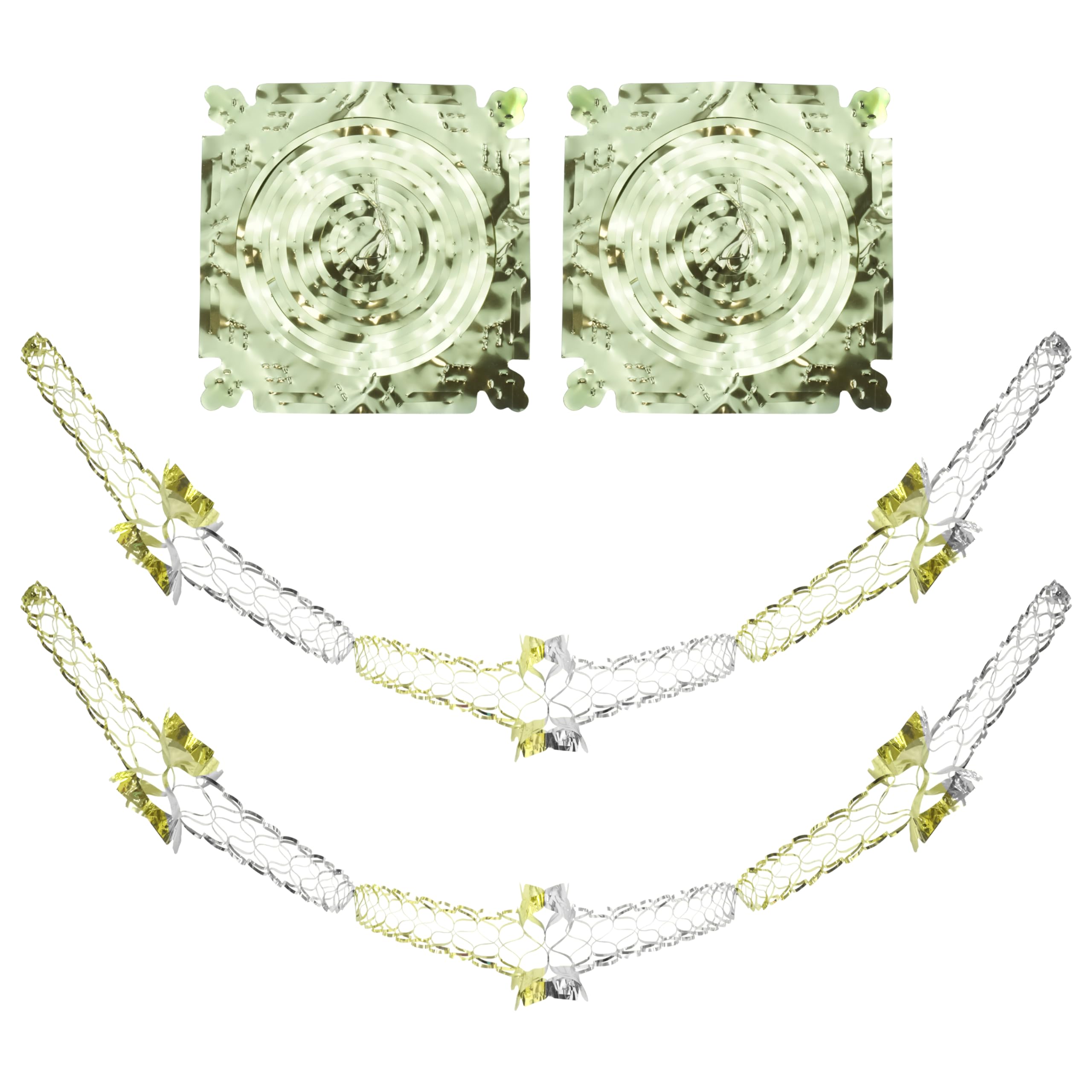 Hovuk Silver/Gold Hovuk®Christmas Hanging Ceiling,Wall Decoration Foil Garland,Bell,Ball,Snowflake Decoration (, 2 Pack 12Cm Garlands)
