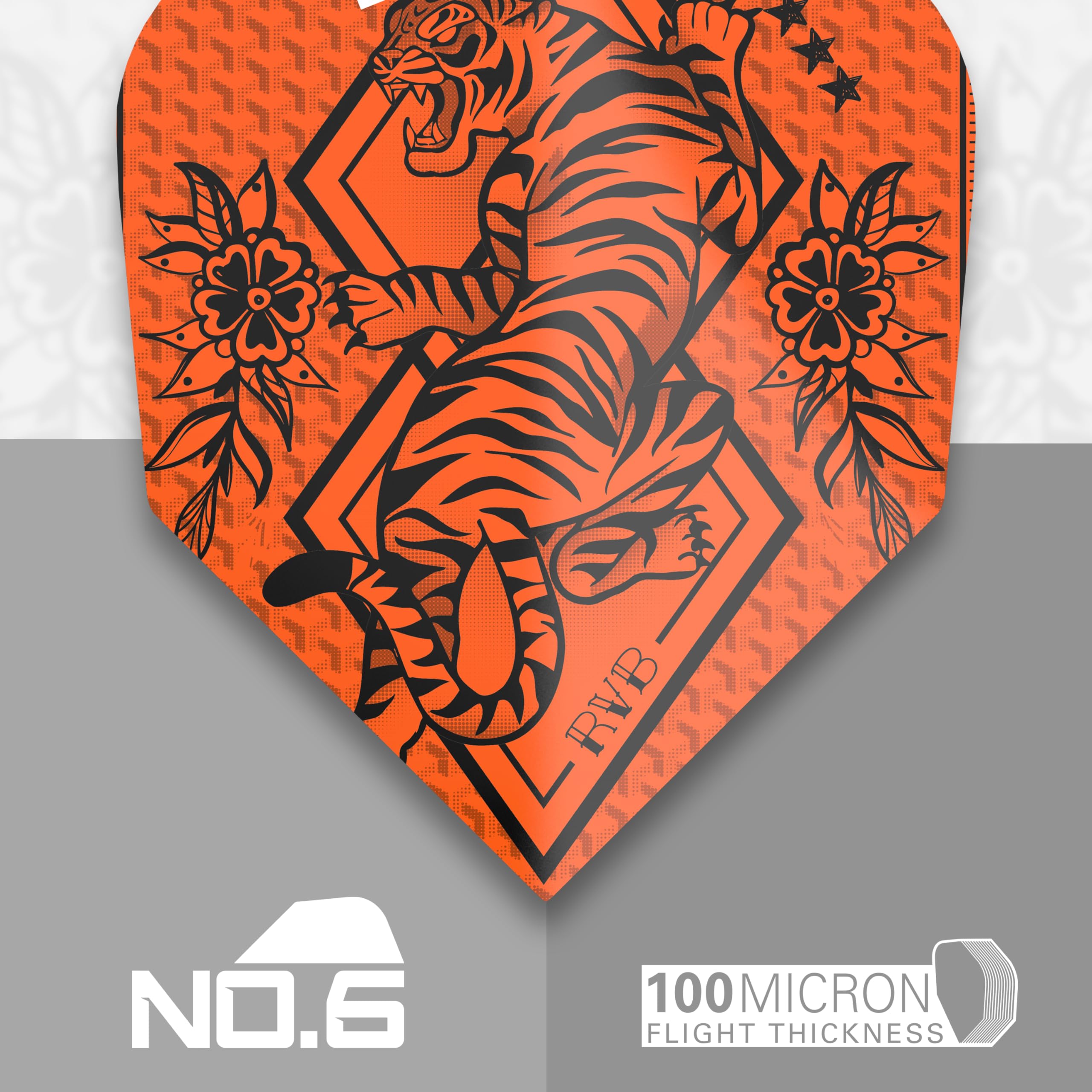 Target Darts Raymond Van Barneveld Ink Design No.6 Dart Flights - 3 Set Pack (9 in total), Orange, White and Black - Image 3