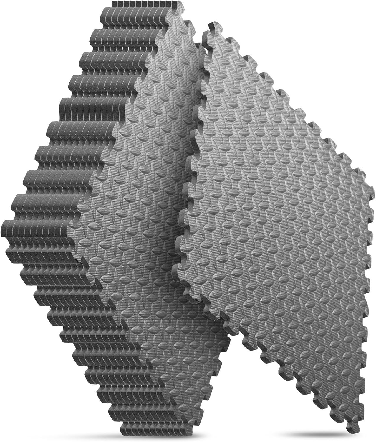 home gym mat, puzzle exercise mat, eva interlocking foam floor tiles for home workout equipment and kids' play areas - grey, 24 in x 24 in x ½ in - 12 tiles (grey, 12 pack, 48 sq ft) grey 12 pack (48 sq ft)