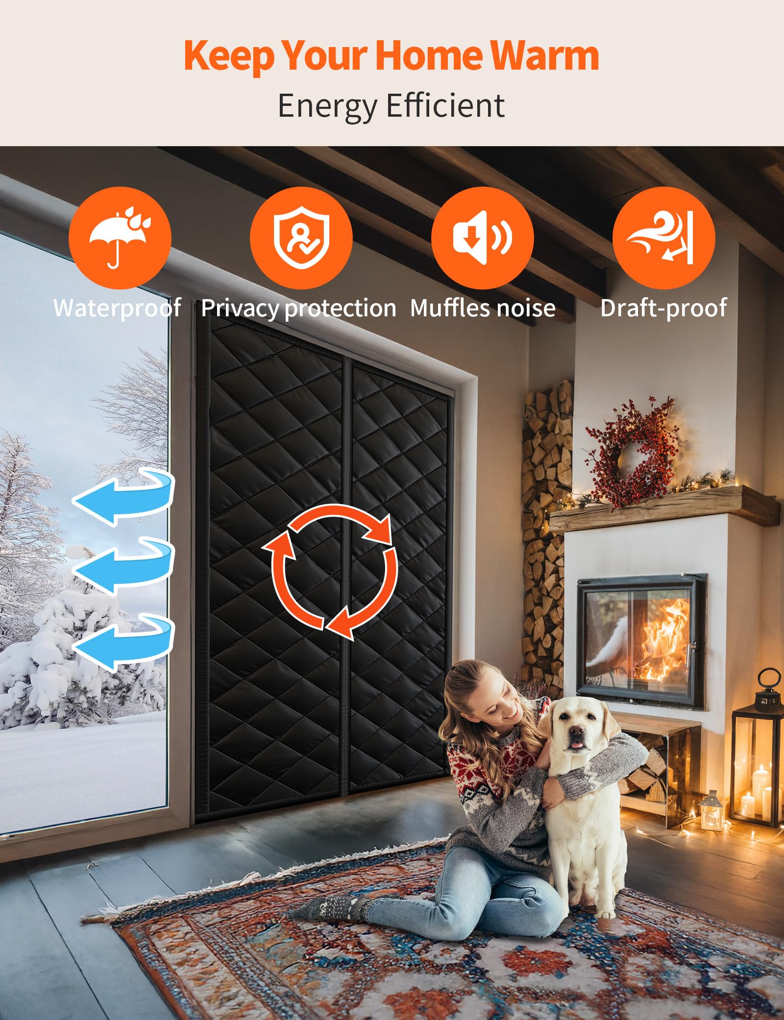 イマン　カーテン Magnetic Thermal Insulated Door Curtain for 72