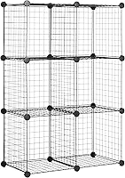 Amazon Basics 6 Cube Stackable Wire Grid Storage Organizer - Modular Cubby Bookcase Display Shelf, 14x14x14 Inch Black