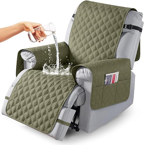 Miniatura 26 de TAOCOCO Fundas reclinables 100% impermeables, fundas de sofá reclinable con correas para las piernas, funda de sofá reclinable reversible para silla