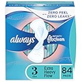 Always Infinity Feminine Pads for Women, Flexfoam Pads with Wings, Size 3, Extra Heavy Absorbency, Unscented, 84 Count (3 Packs of 28)