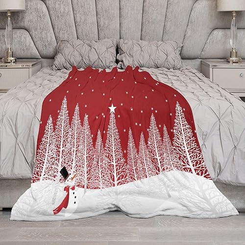Miniatura 7 de Manta roja de Navidad, manta de forro polar de Navidad con copos de nieve, suave, felpa, cálida manta de invierno para cabaña, 30 x 40 pulgadas