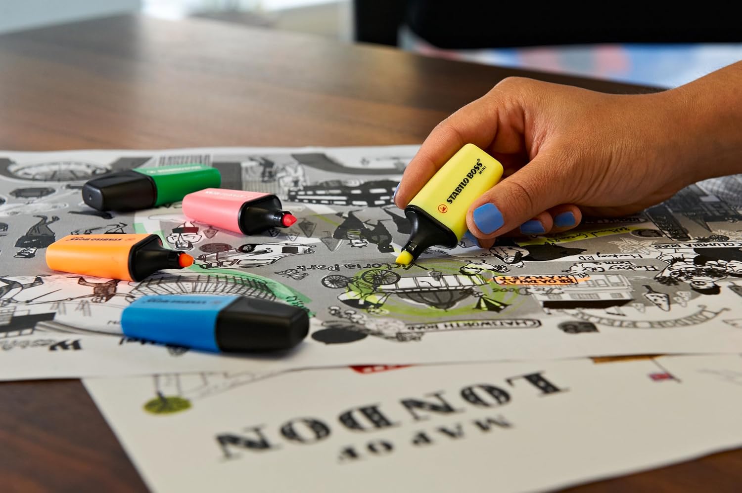 STABILO - BOSS MINI - Highlighter - Pack of 3 - Yellow, Orange, Green