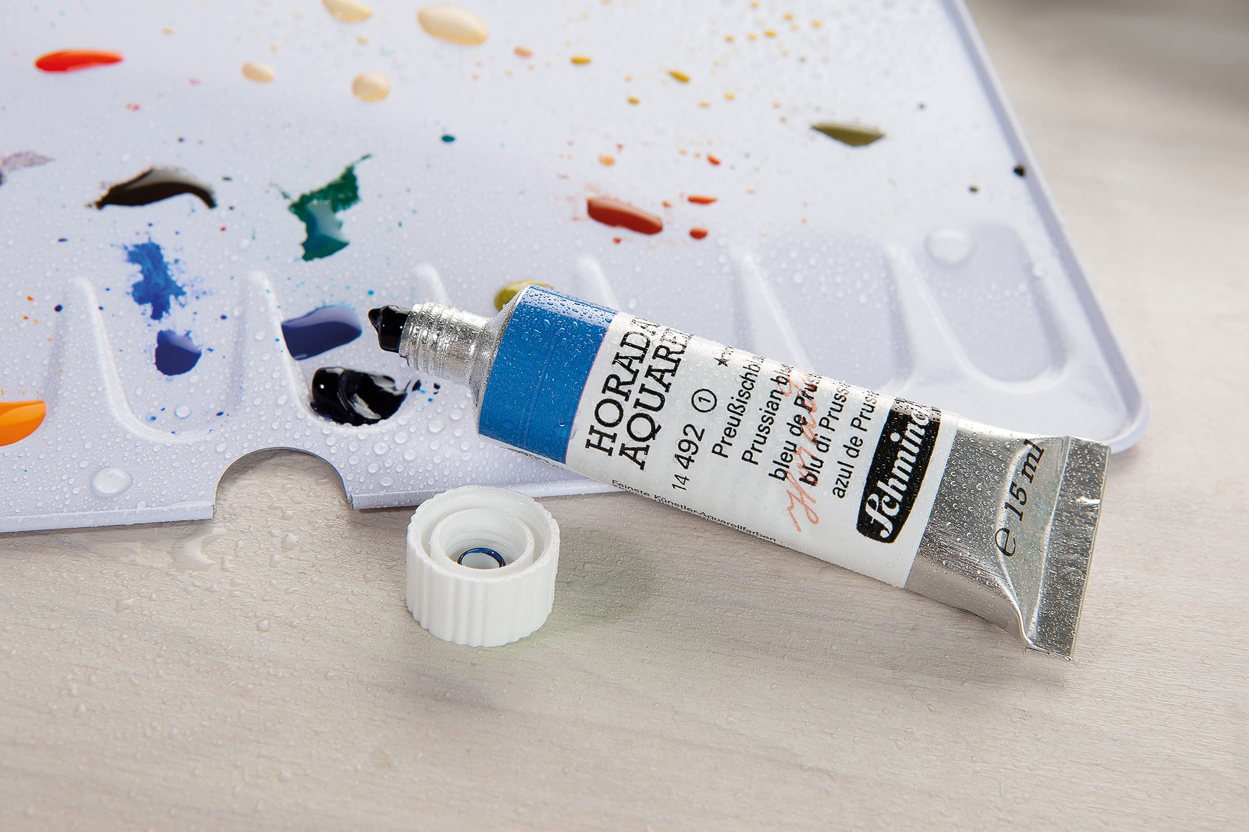 Schmincke - HORADAM AQUARELL empty box for 18 x 5 ml tubes, 74 918 097, black metal box with mixing palette, for individual use with 18 HORADAM tube colors - Image 5