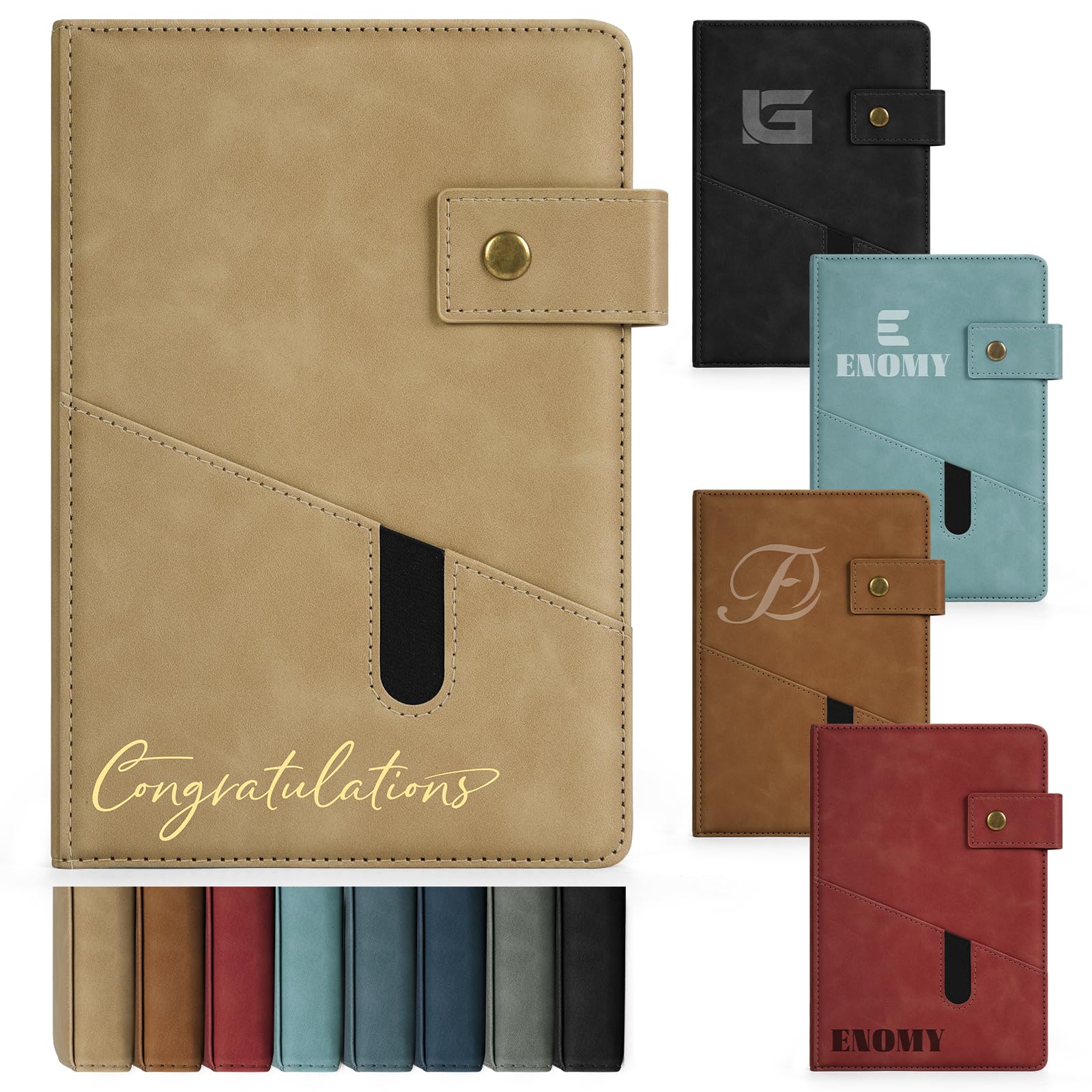 ENOMY Personalised Notebook A5 Leather Custom Personalized Notebooks Customisable Notebooks with Logo Text Pictures Personalised Notepad Hardcover Notebook for Bussiness Gift College 200 Pages