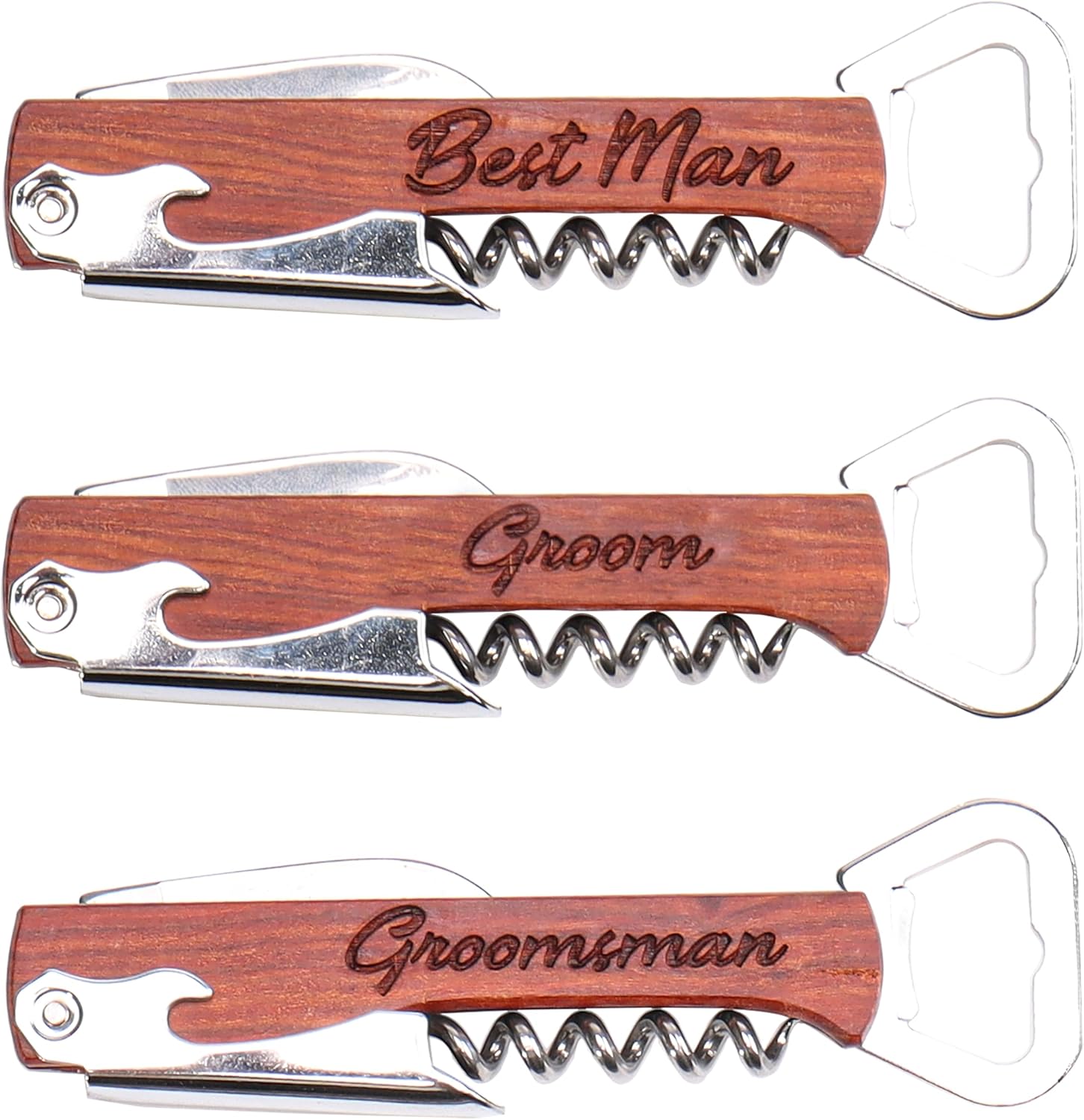 Bulk Groomsmen Gifts Wedding Party Favor Multi-Function Corkscrew Bottle Openers Bestman Groom Custom Engraved Wine Opener (Groomsman*10)