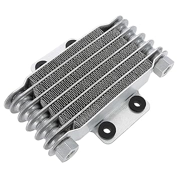 Motorcycle Oil Cooler, Aluminum Rustproof Engine Oil Cooler Radiator M12x1.25 for 100CC-250CC Dirt Bike(Silver)