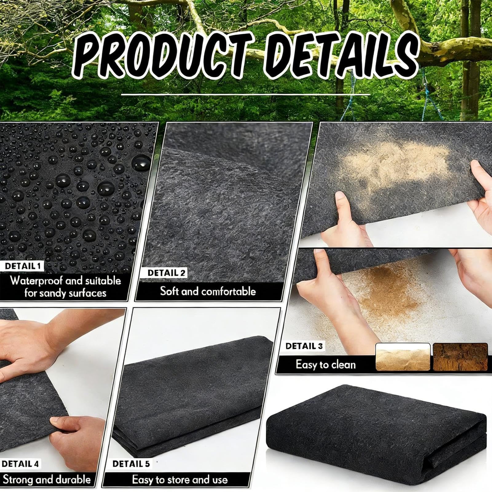 Revêtement de sol imperméable en feutre de 5 x 4 pieds, tapis épais pour garage extérieur, dos antidérapant, housse lavable à l'épreuve de la poussière | Planchers d'abri