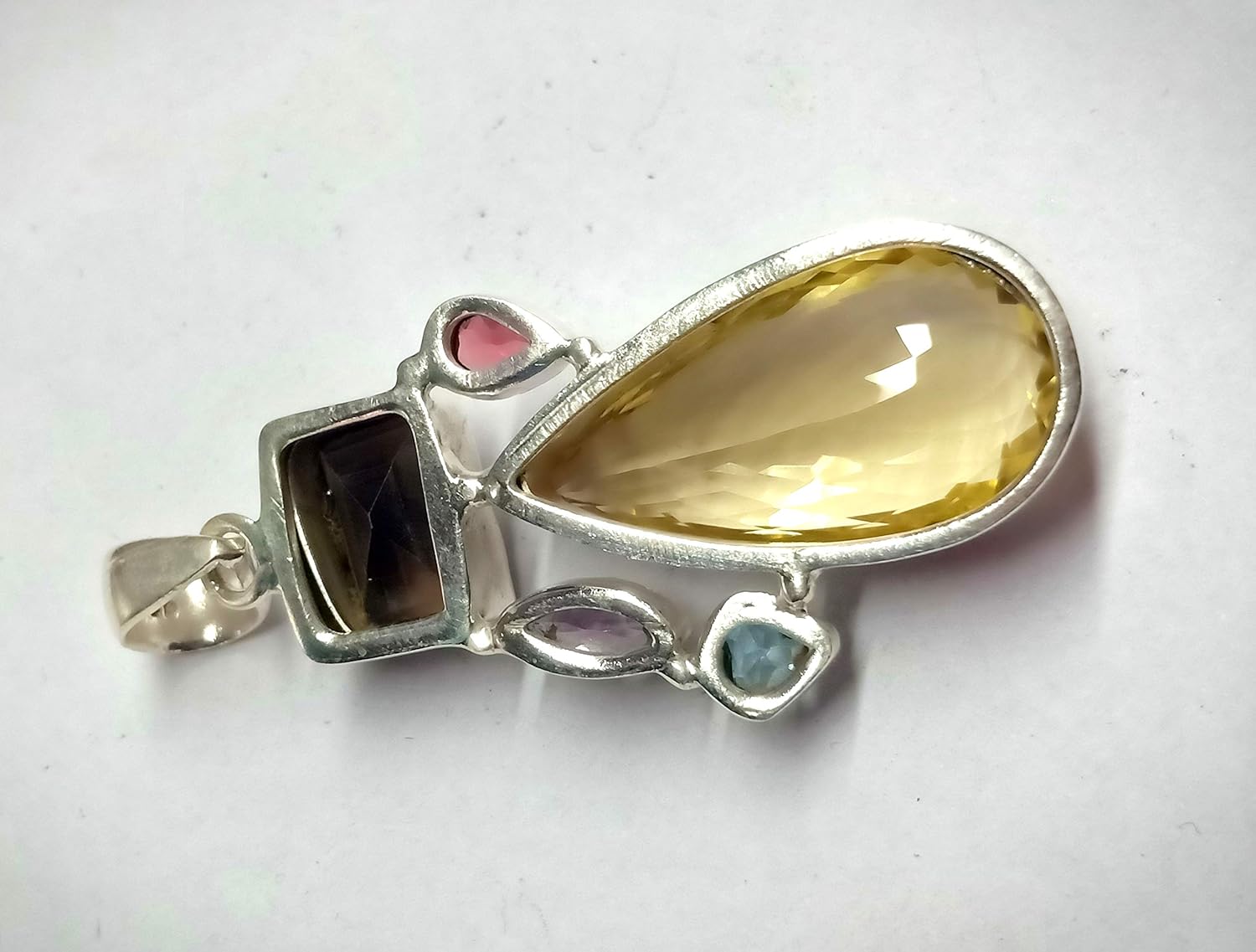 Smoky Quartz Gemstone Pendant Citrine Gemstone Pendant 925 Silver Pendant