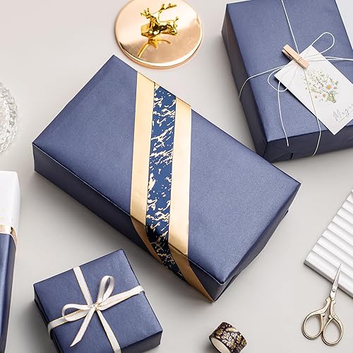 Miniatura 9 de Garbendy Papel de regalo de papel azul marino nacarado, color liso, 17 pulgadas x 33 pies, perfecto para bodas, cumpleaños, Navidad, baby shower,