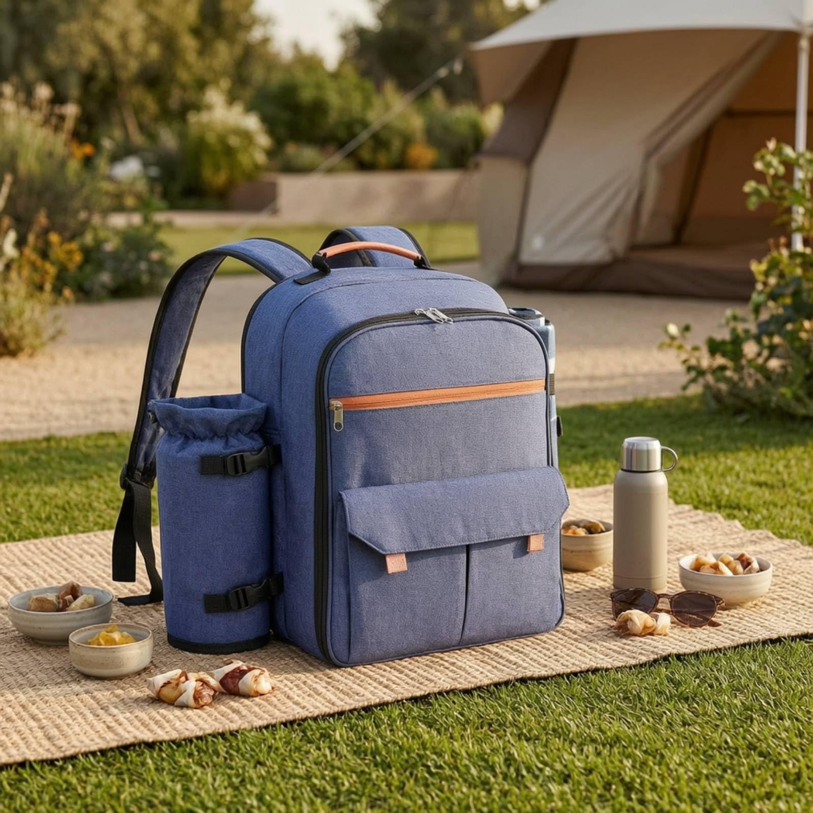 rockible Zaino Termico Isolante Borsa Frigo Picnic Contenitore Pranzo Struttura Rettangolare Stabile in Tessuto 300D Manico Superiore Tasche con Cerniera
